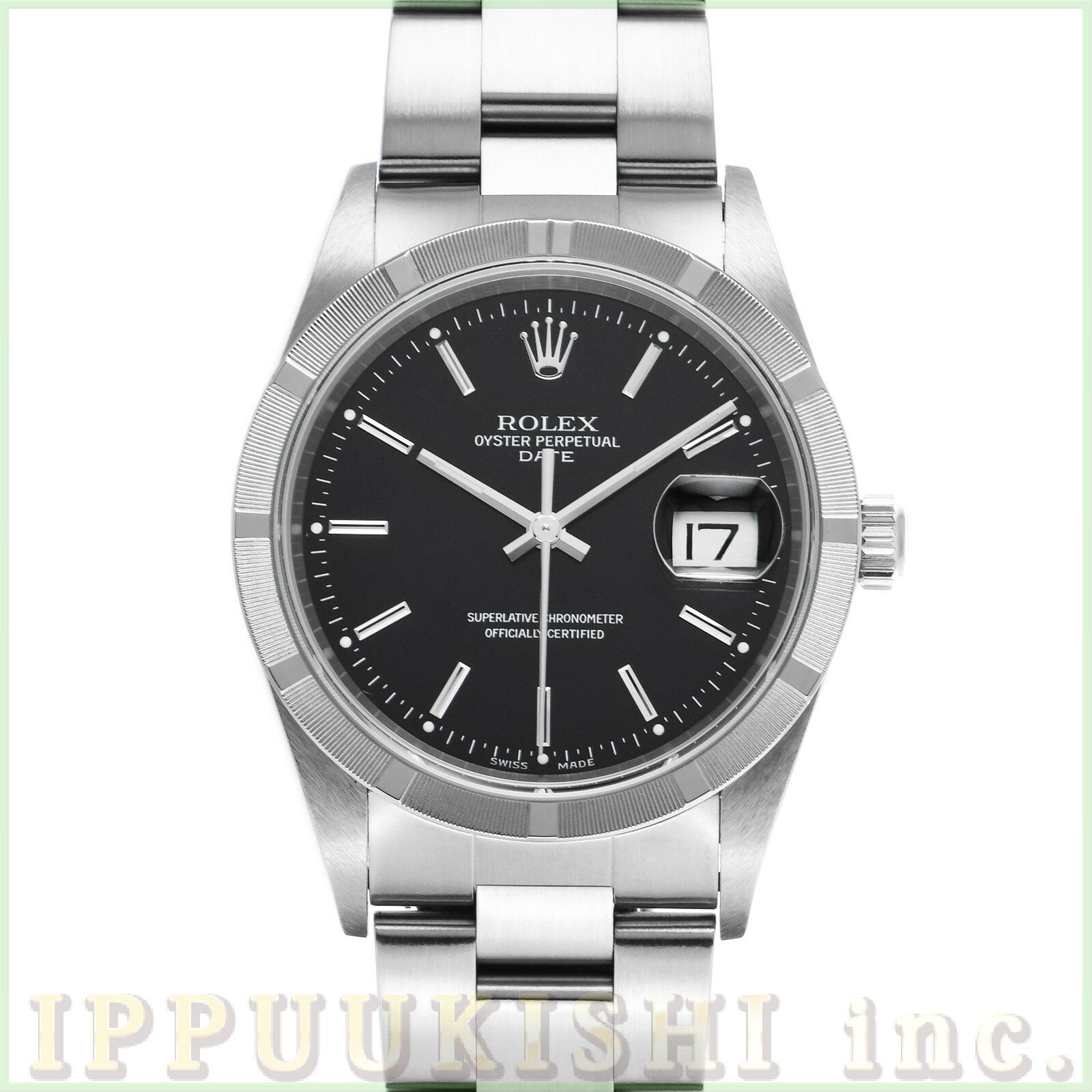 【中古】 ロレックス ROLEX オイスターパーペチュアル デイト 15210 K番(2001年頃製造) ブラック メンズ 腕時計