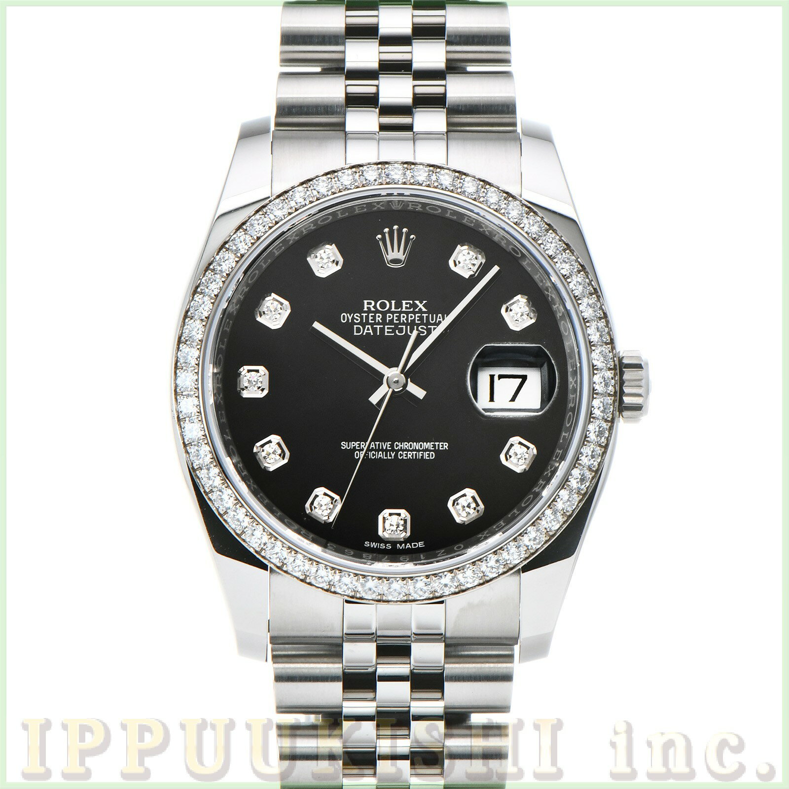 【中古】 ロレックス ROLEX デイトジャスト 36 116244G ランダムシリアル ブラック/ ...