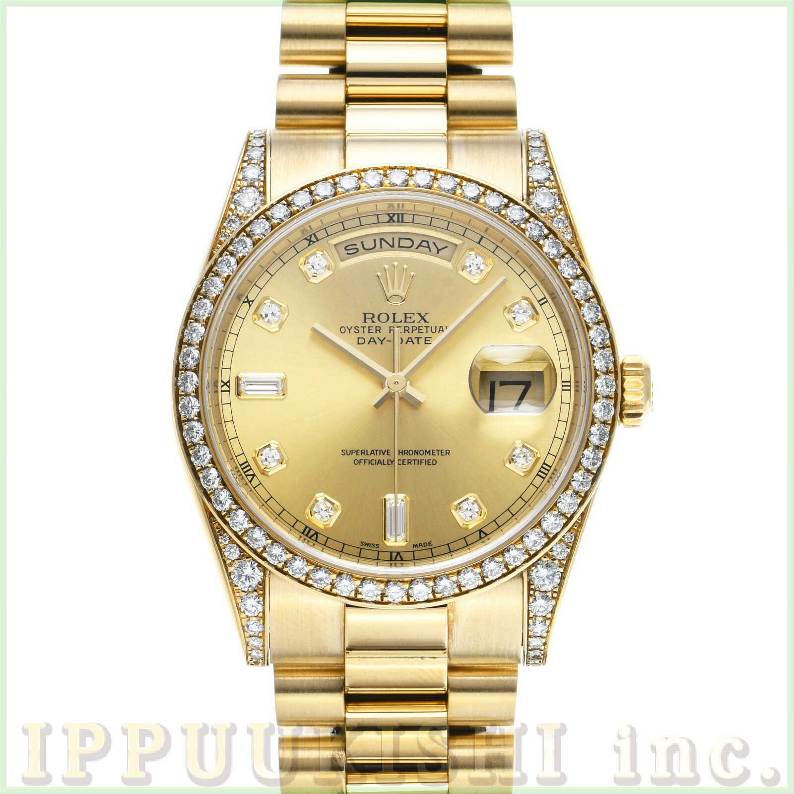 【中古】 ロレックス ROLEX デイデイト 36 118388A K番(2001年頃製造) シャンパン/ダイヤモンド メンズ 腕時計