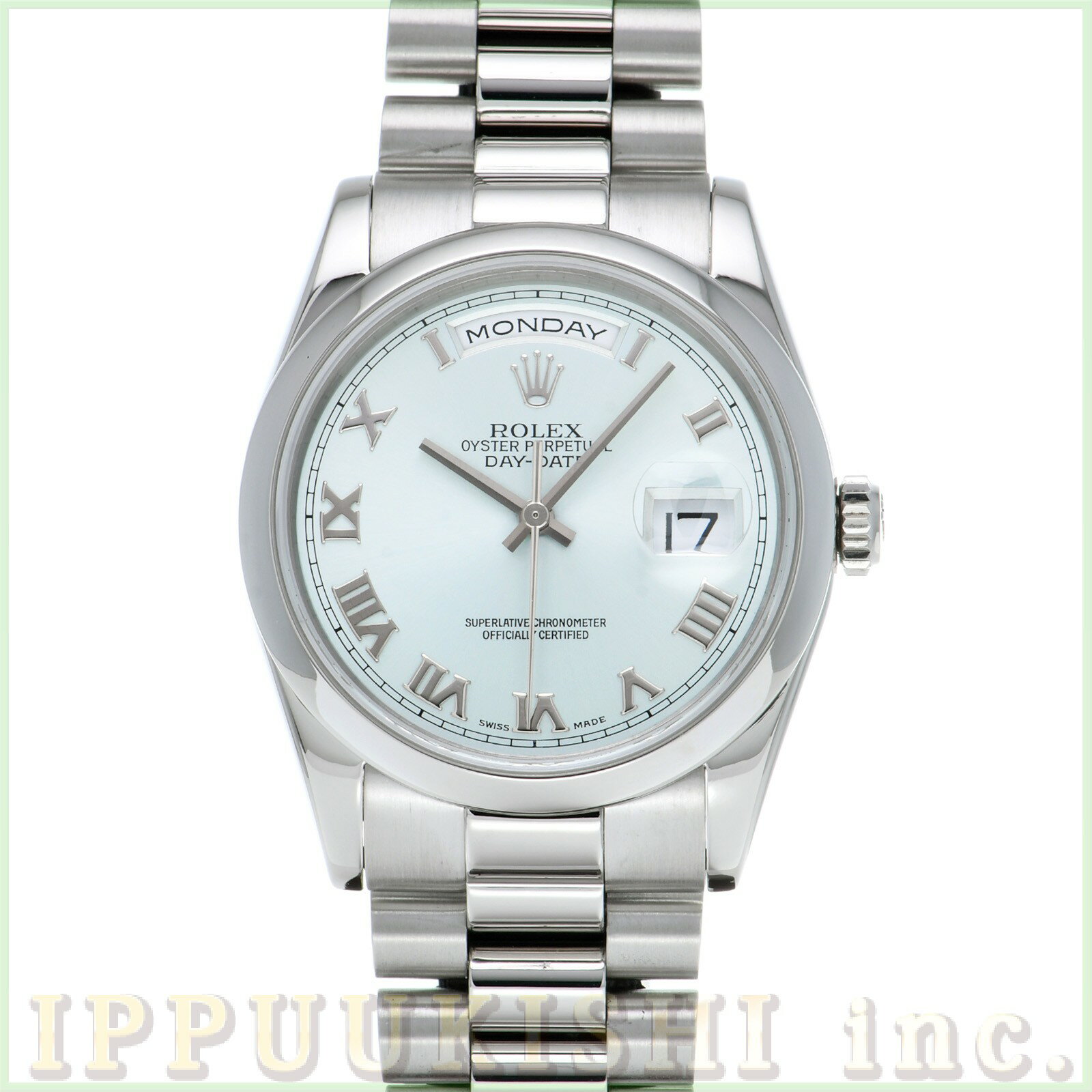 【中古】 ロレックス ROLEX デイデイト 36 118206 K番(2001年頃製造) アイスブルー メンズ 腕時計