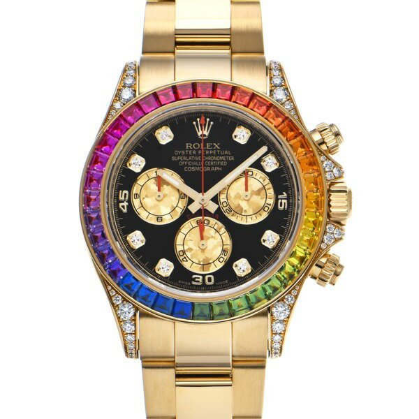【中古】 ロレックス ROLEX コスモグラフ デイトナ レインボー 116598RBOW ランダムシリアル ブラック/ゴールドクリスタル/ダイヤモンド メンズ 腕時計