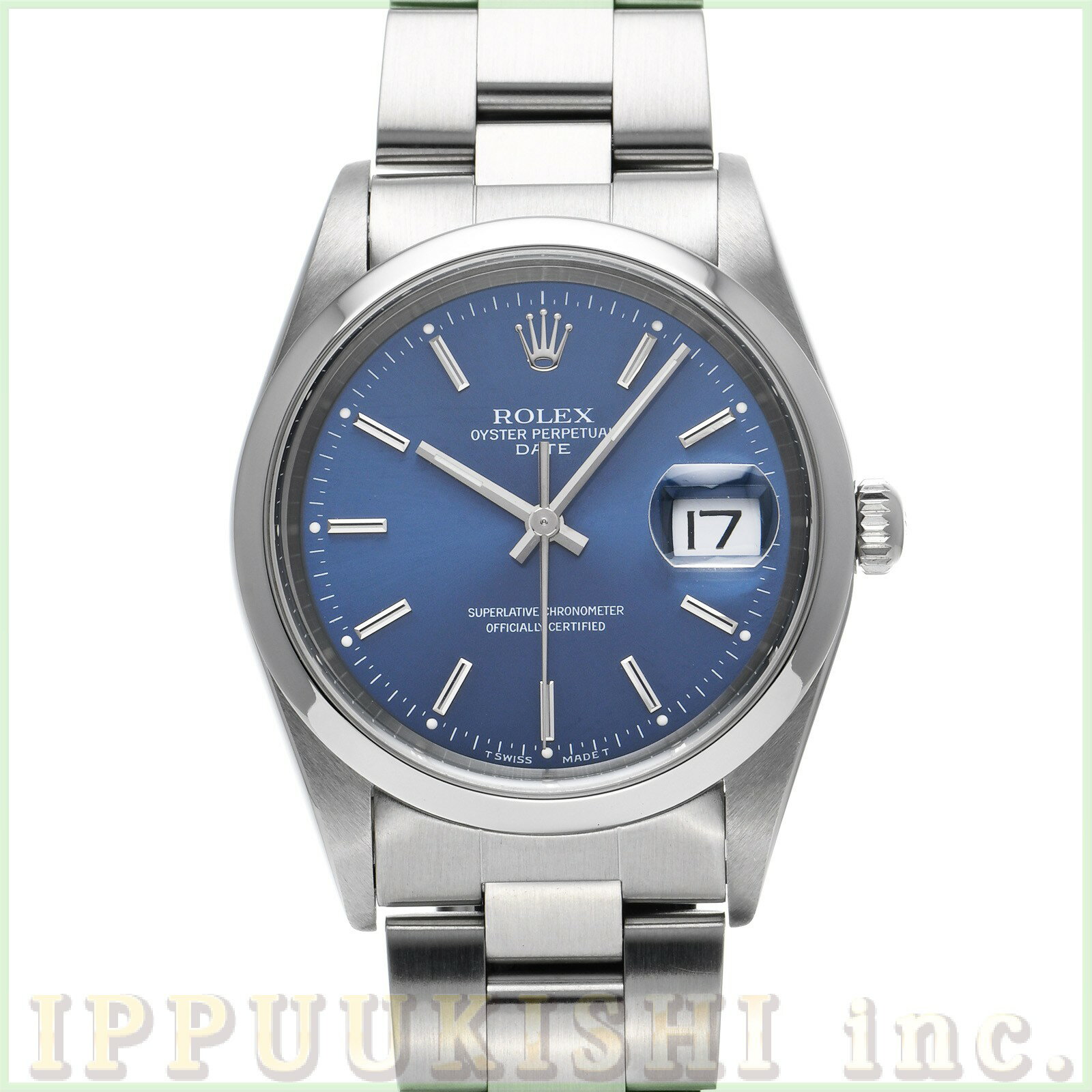 【中古】 ロレックス ROLEX オイスターパーペチュアル デイト 15200 U番(1997年頃製造) ブルー メンズ 腕時計