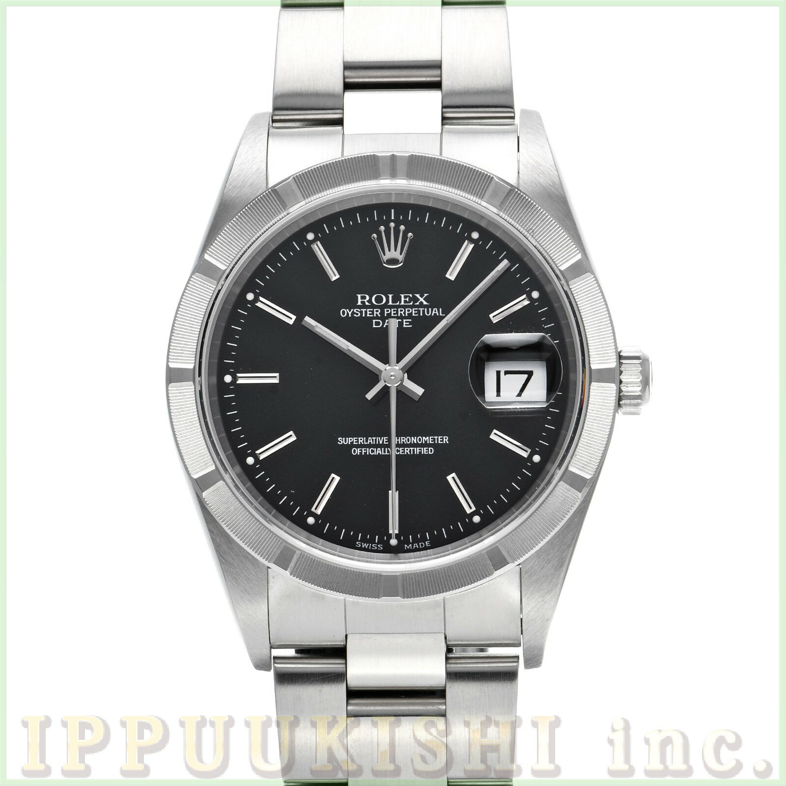 【中古】 ロレックス ROLEX オイスターパーペチュアル デイト 15210 Y番(2002年頃製造) ブラック メンズ 腕時計