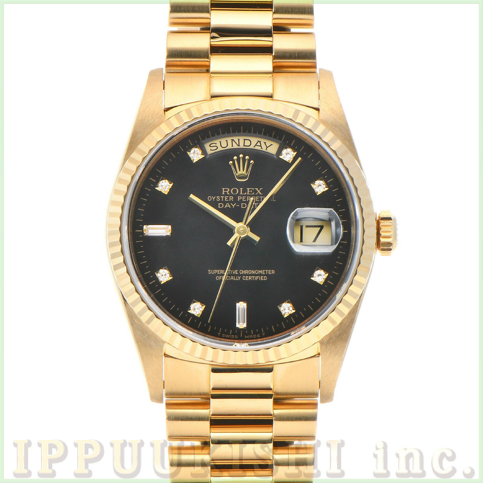 【中古】 ロレックス ROLEX デイデイト 18238A A番(1999年頃製造) ブラック/ダイヤモンド メンズ 腕時計