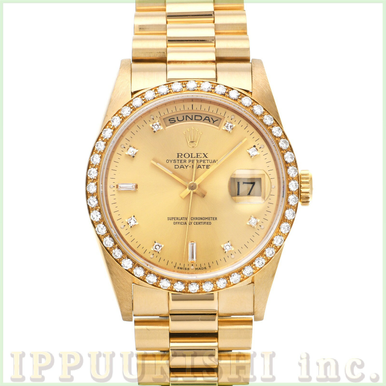 【中古】 ロレックス ROLEX デイデイト 18348A E番(1990年頃製造) シャンパン/ダイヤモンド メンズ 腕時計