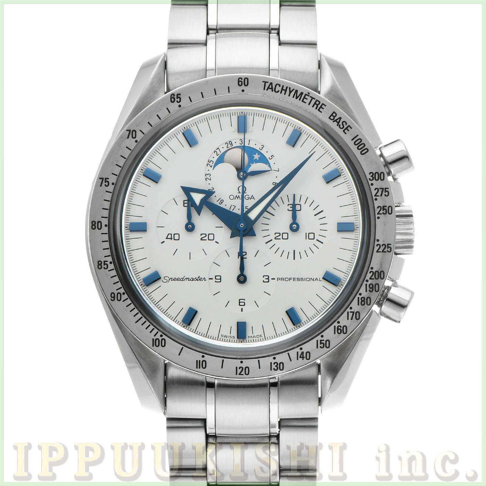 【中古】 オメガ OMEGA スピードマスター ブロードアロー ムーンフェイズ 3875.20.37 ホワイト メンズ 腕時計