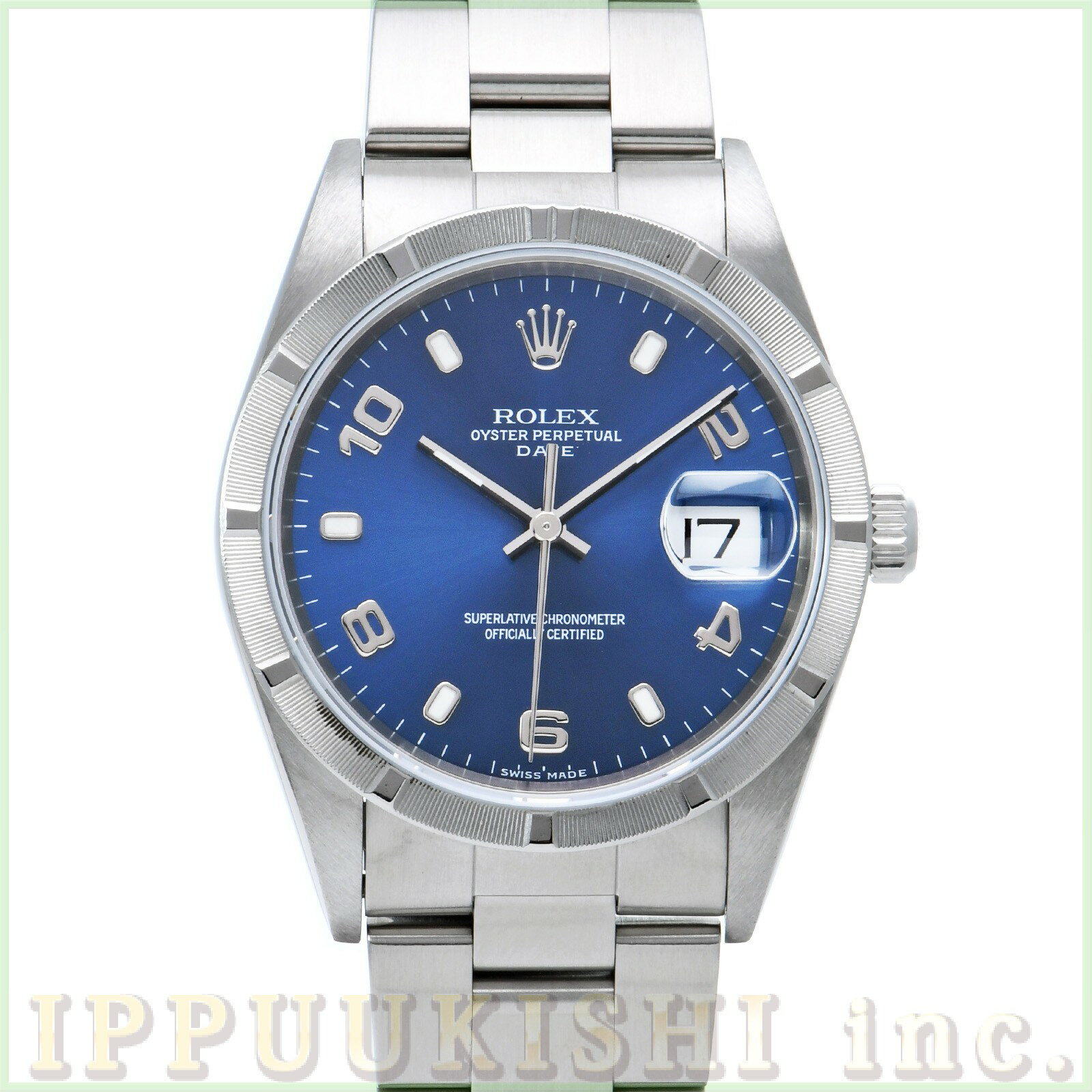 【中古】 ロレックス ROLEX オイスターパーペチュアル デイト 15210 Y番(2002年頃製造) ブルー メンズ 腕時計
