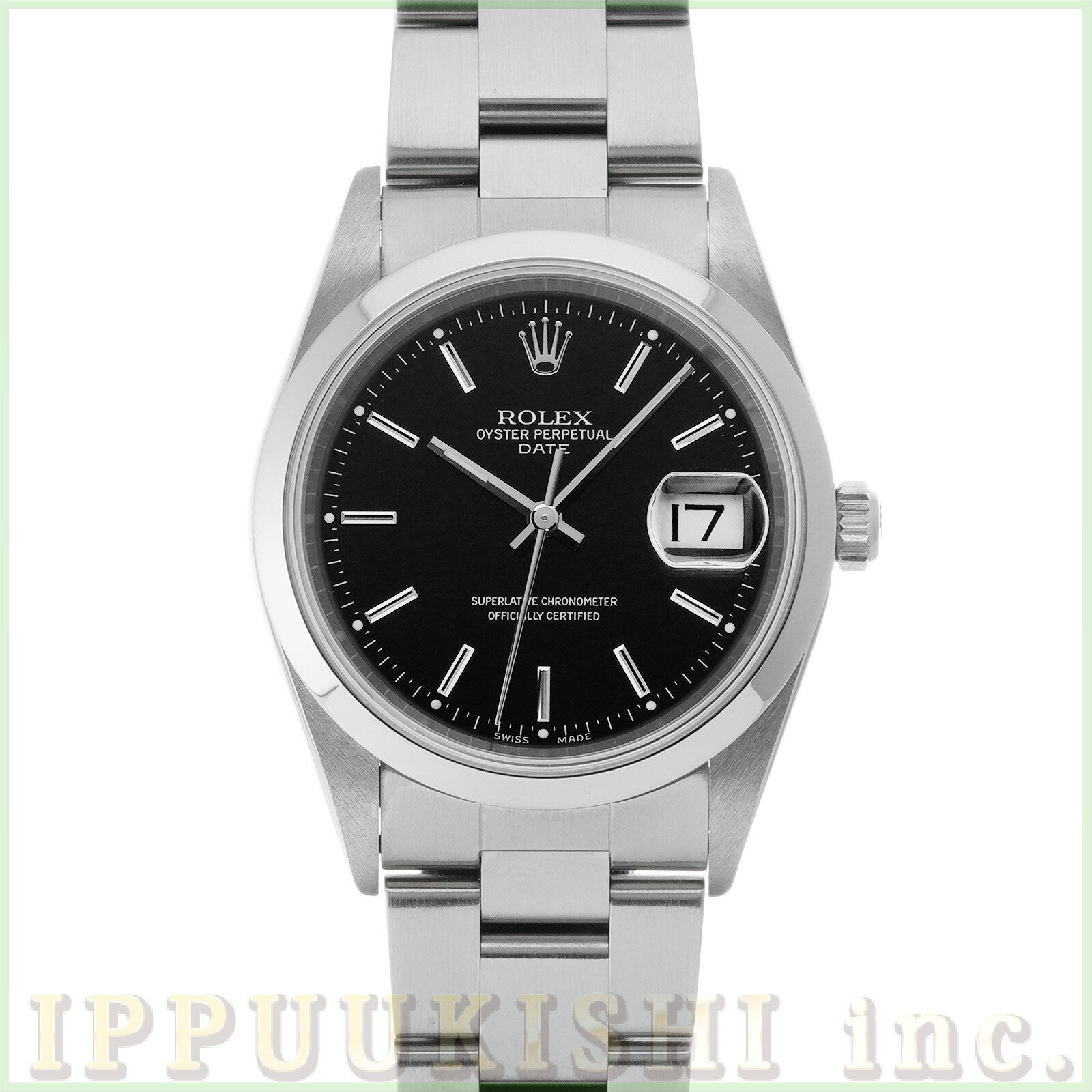 【中古】 ロレックス ROLEX オイスターパーペチュアル デイト 15200 A番(1999年頃製造) ブラック メンズ 腕時計