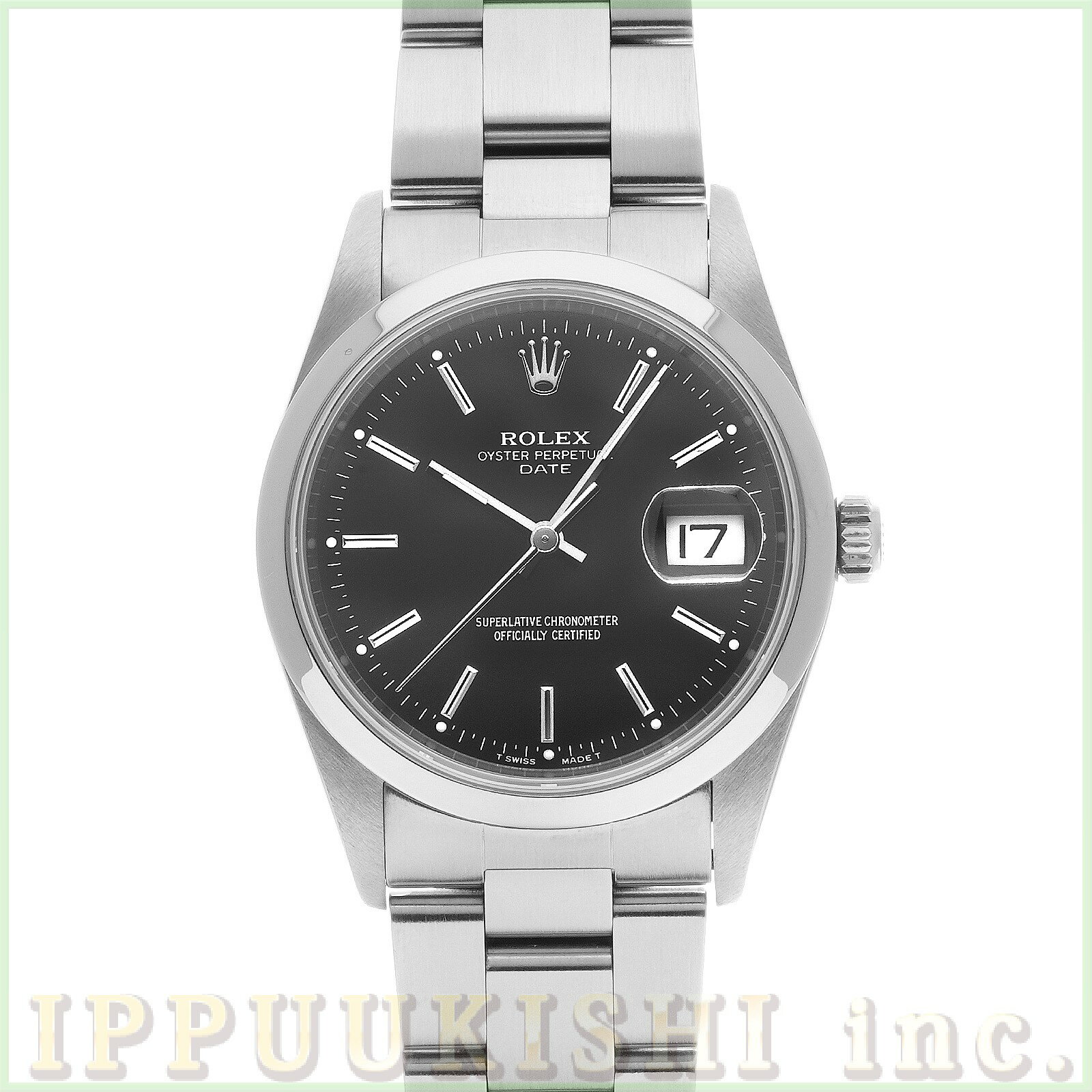 【中古】 ロレックス ROLEX オイスターパーペチュアル デイト 15200 W番(1995頃製造) ブラック メンズ 腕時計