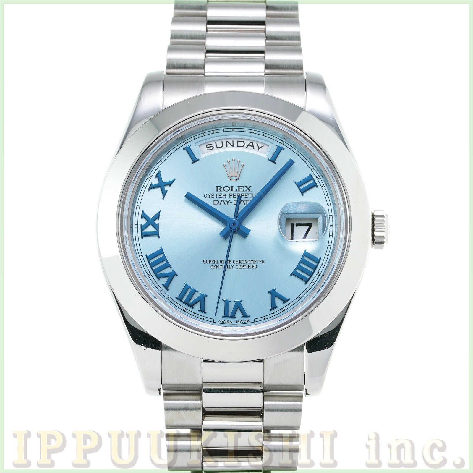【中古】 ロレックス ROLEX デイデイト II 218206 ランダムシリアル アイスブルー メンズ 腕時計