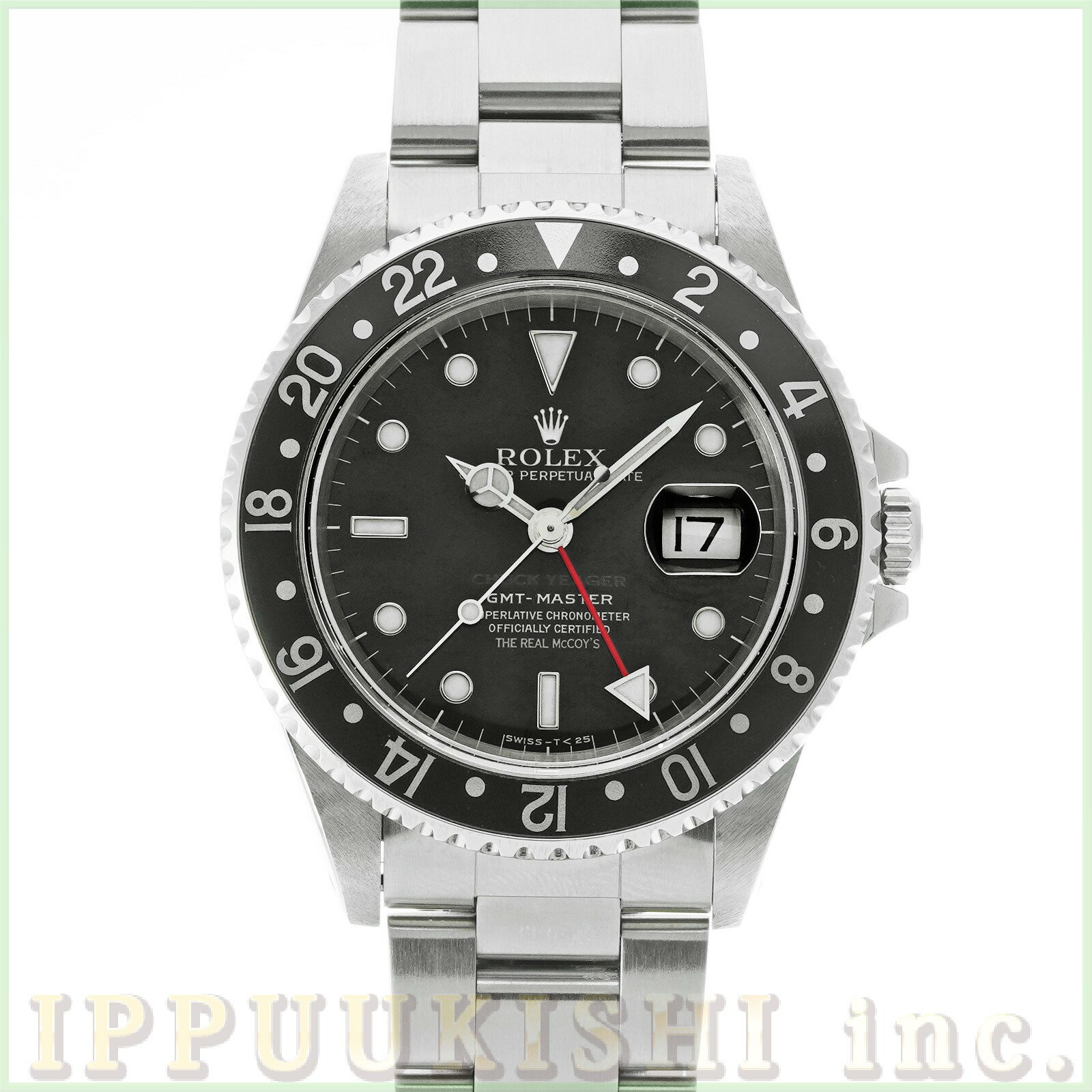 【中古】 ロレックス ROLEX GMTマスター チャック・イェーガー 16700 U番(1997年頃製造) ブラック メンズ 腕時計