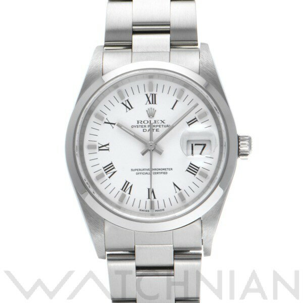 【中古】 ロレックス ROLEX オイスターパーペチュアル デイト 15200 Y番(2003年頃製造) ホワイト メンズ 腕時計