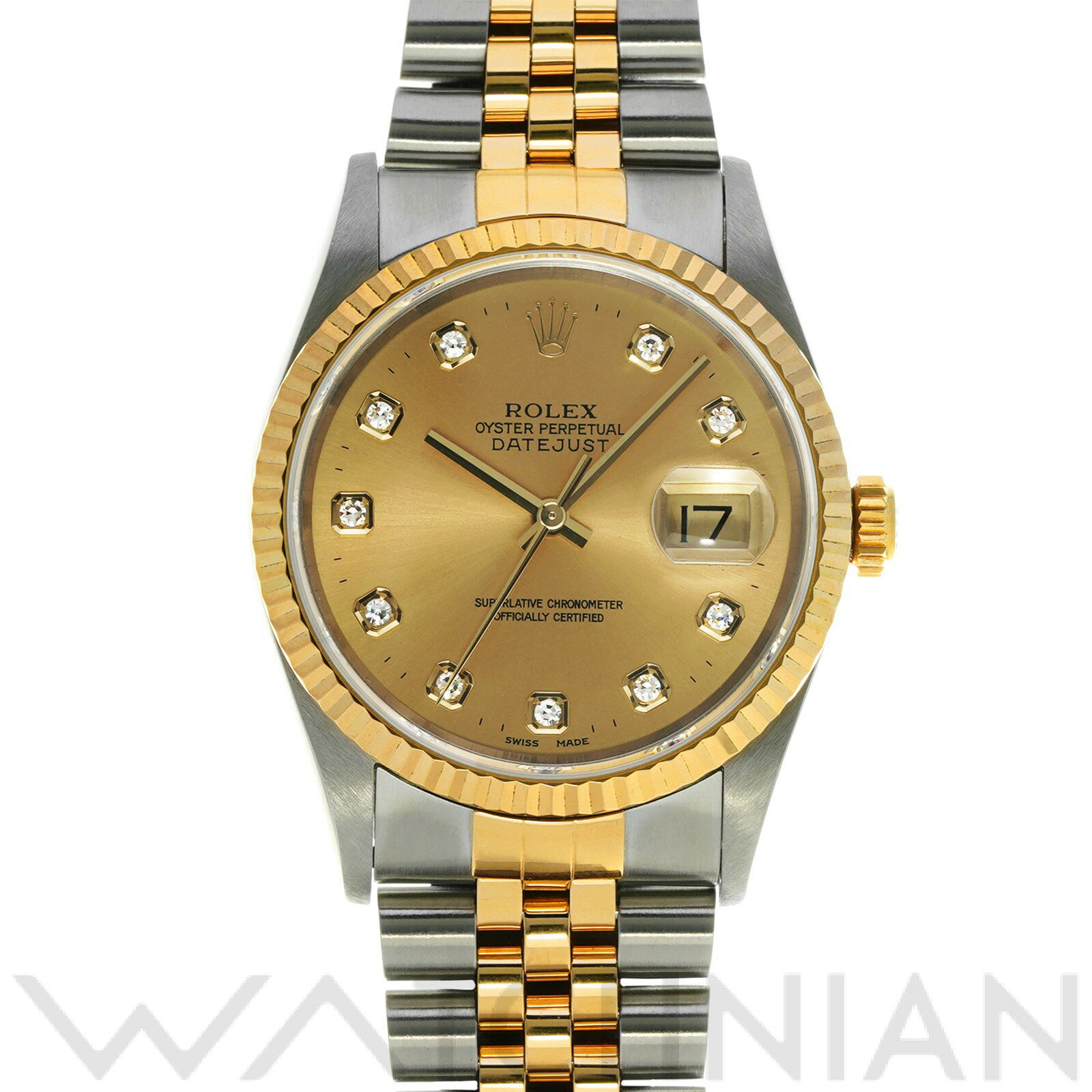 【中古】 ロレックス ROLEX デイトジャスト 16233G T番(1997年頃製造) シャンパン/ダイヤモンド メンズ 腕時計