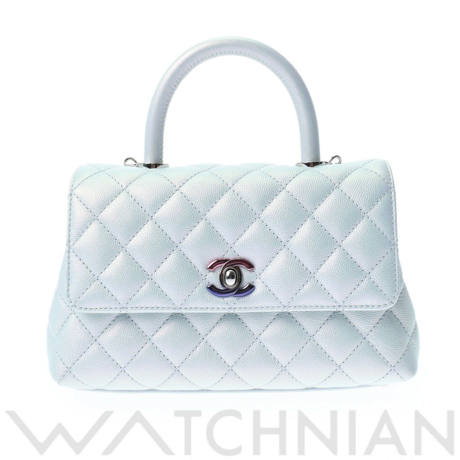 【未使用品】 シャネル CHANEL ココハンドル 2WAYチェーンショルダー メタリックライトブルー/ゴールド金具 A92990 キャビアスキン レディース ハンドバッグのサムネイル