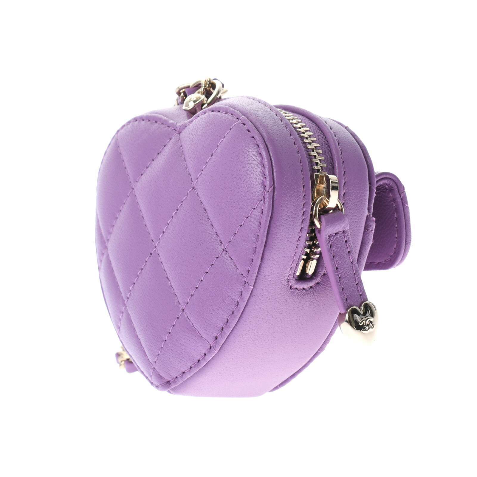 【新品】 シャネル CHANEL マトラッセ ハートチェーンコインケース パープル/ゴールド金具 AP2783 ラムスキン レディース コインケース