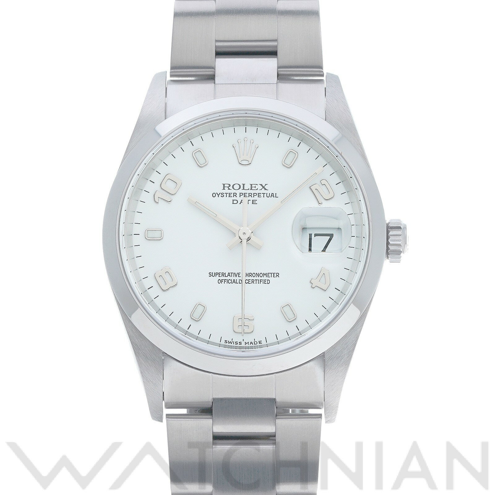 【中古】 ロレックス ROLEX オイスターパーペチュアル デイト 15200 K番(2002年頃製造) ホワイト メンズ 腕時計