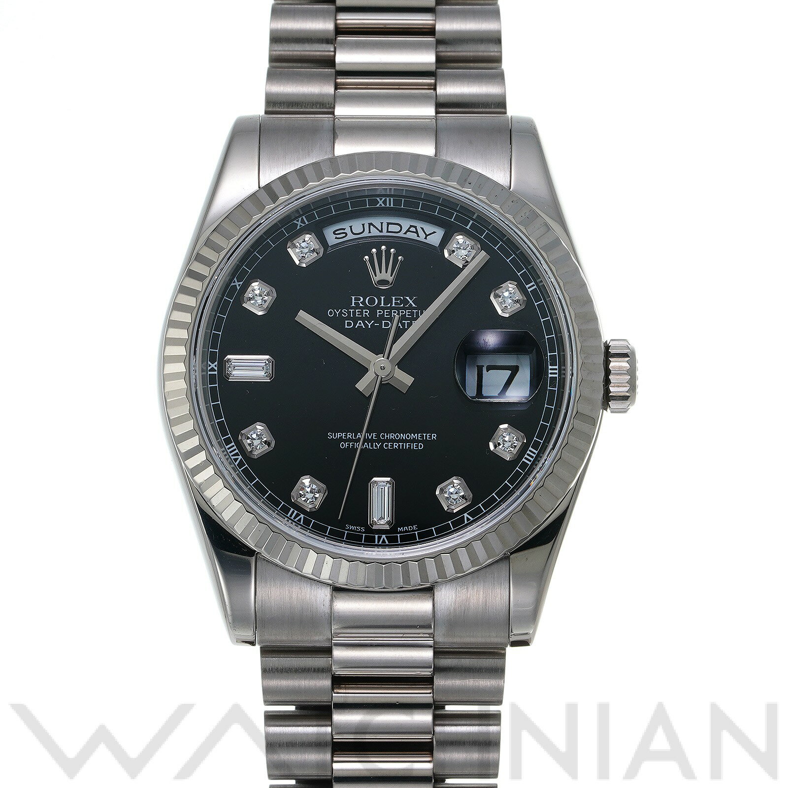 【中古】 ロレックス ROLEX デイデイト 36 118239A D番(2006年頃製造) ブラック/ダイヤモンド メンズ 腕時計