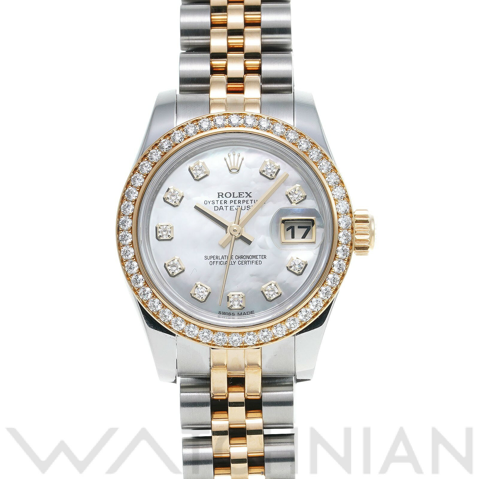 【中古】 ロレックス ROLEX レディ デイトジャスト 26 179383NG ランダムシリアル ホワイトシェル/ダイヤモンド レディース 腕時計のサムネイル