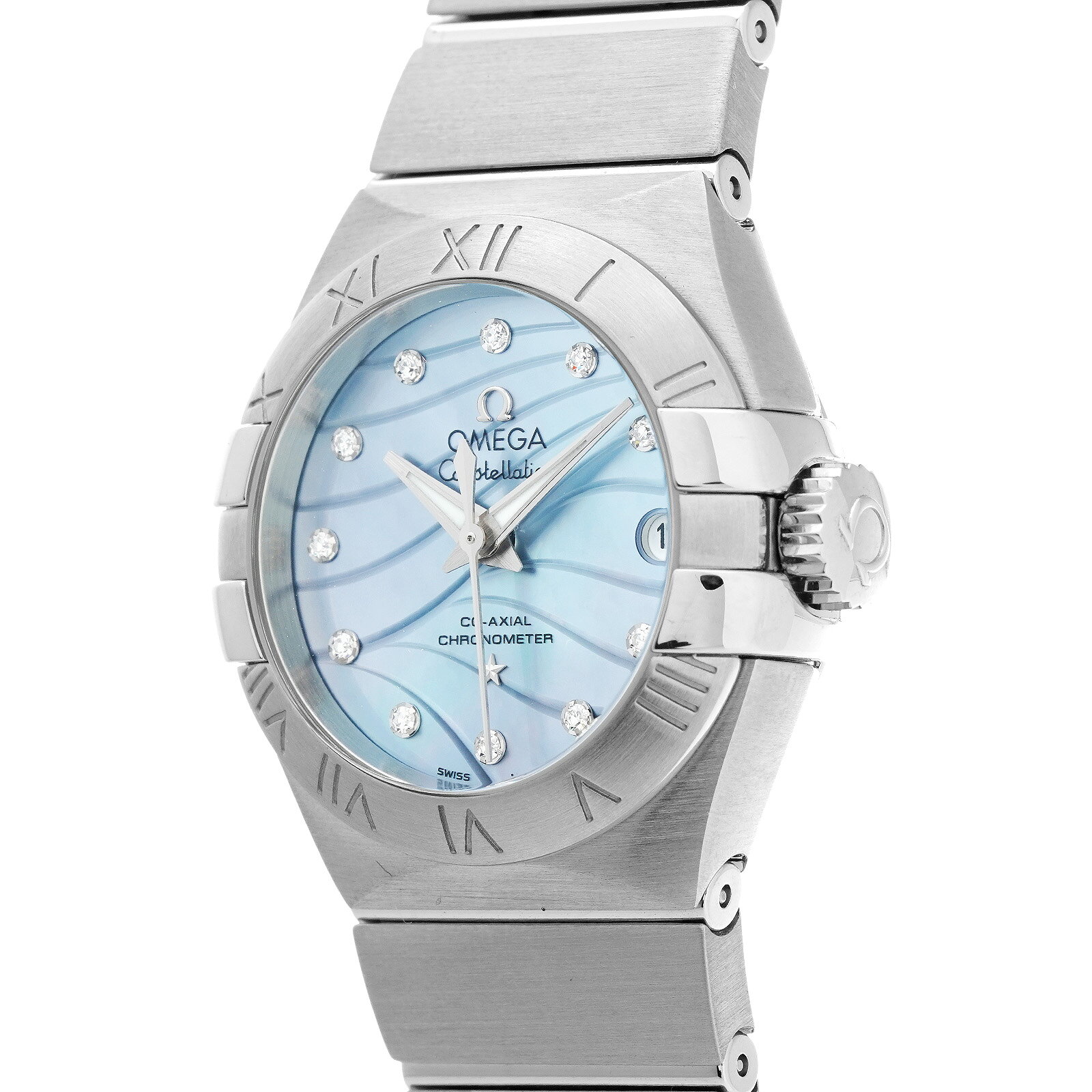 【WATCHNIAN誕生記念 全品P2倍 〜8/23】【中古】 オメガ OMEGA コンステレーション コーアクシャル 123.10.27.20.57.001 ブルーシェル/ダイヤモンド レディース 腕時計