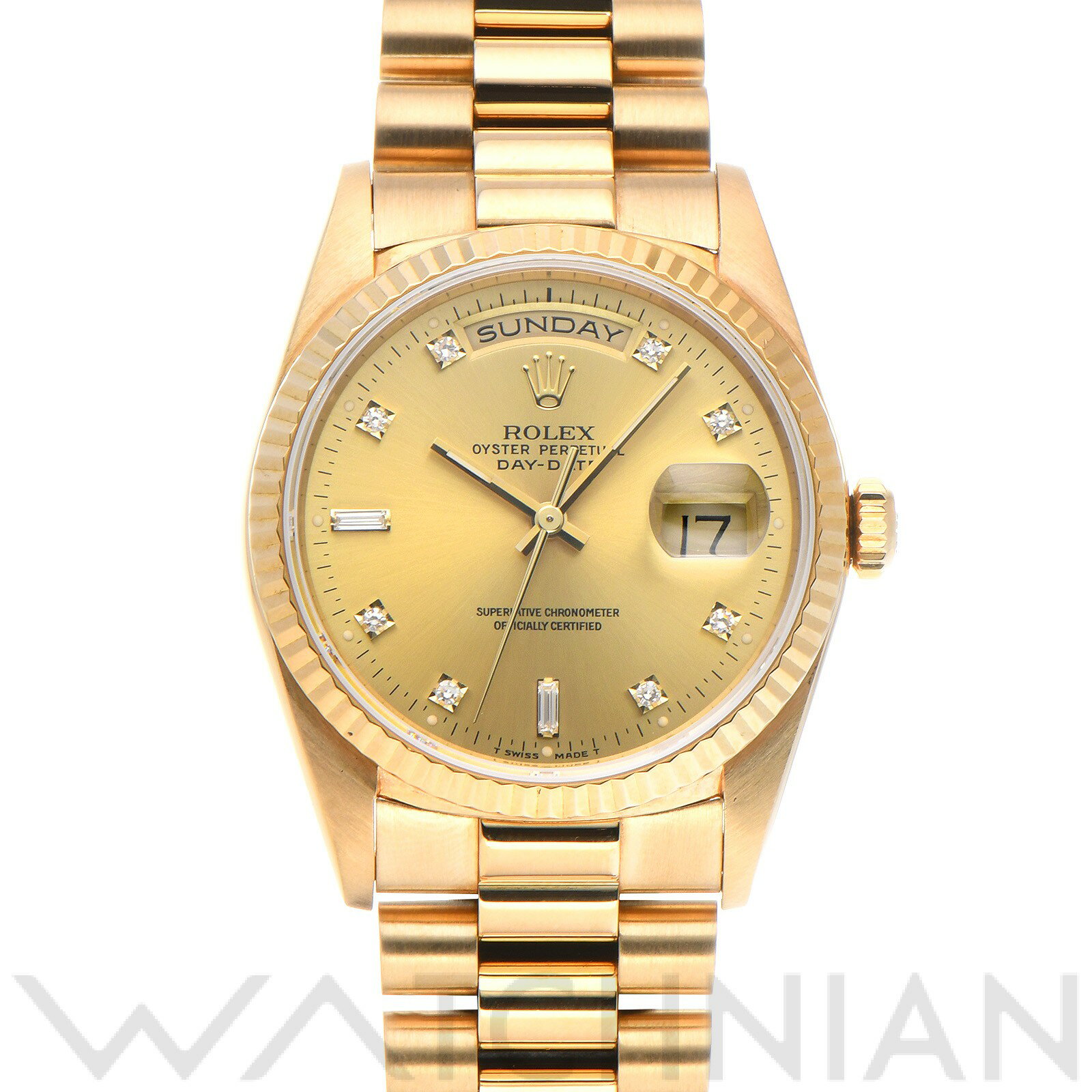 【中古】 ロレックス ROLEX デイデイト 36 18238A L番(1988年頃製造) シャンパン/ダイヤモンド メンズ 腕時計