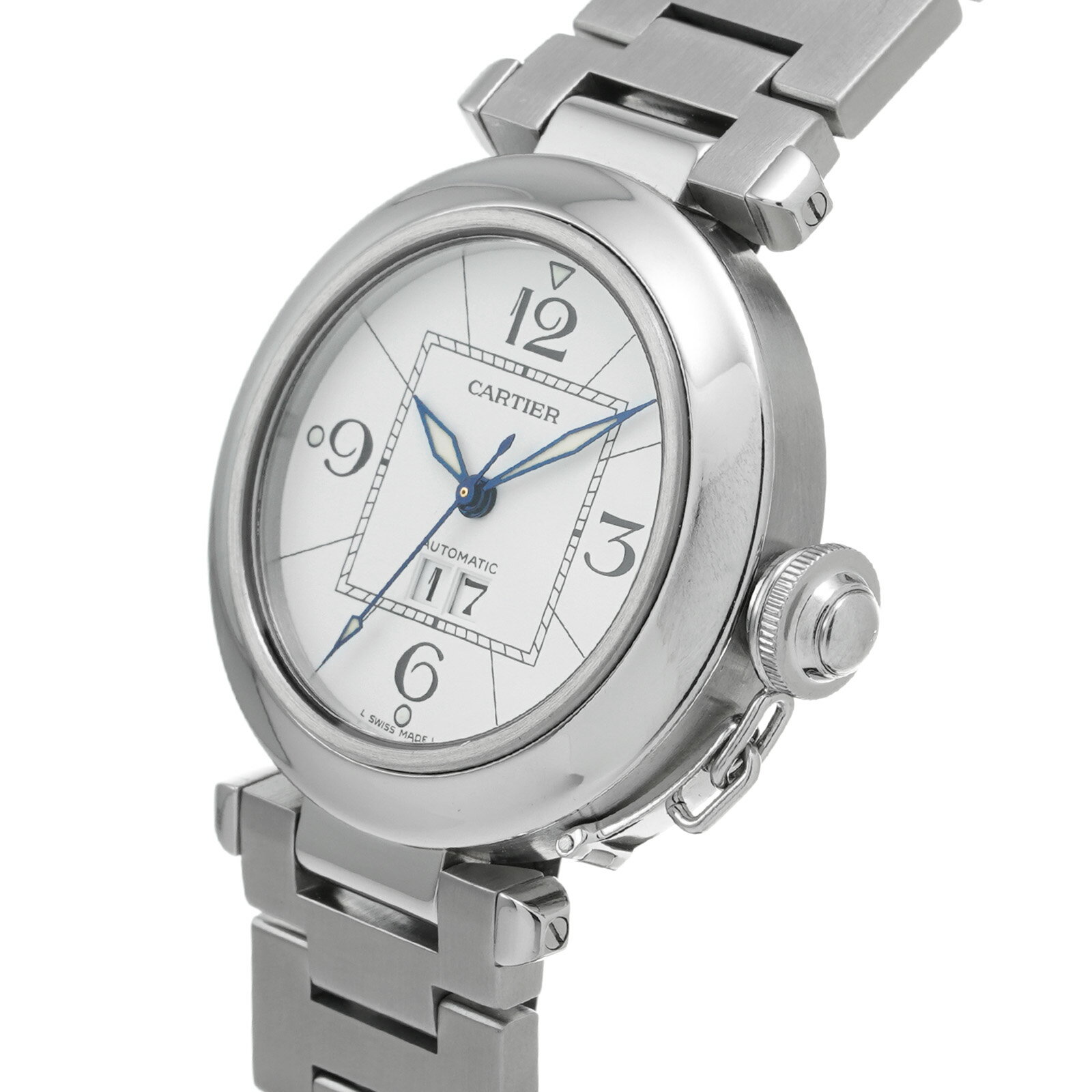 【中古】 カルティエ CARTIER パシャC ビッグデイト W31055M7 ホワイト ユニセックス 腕時計