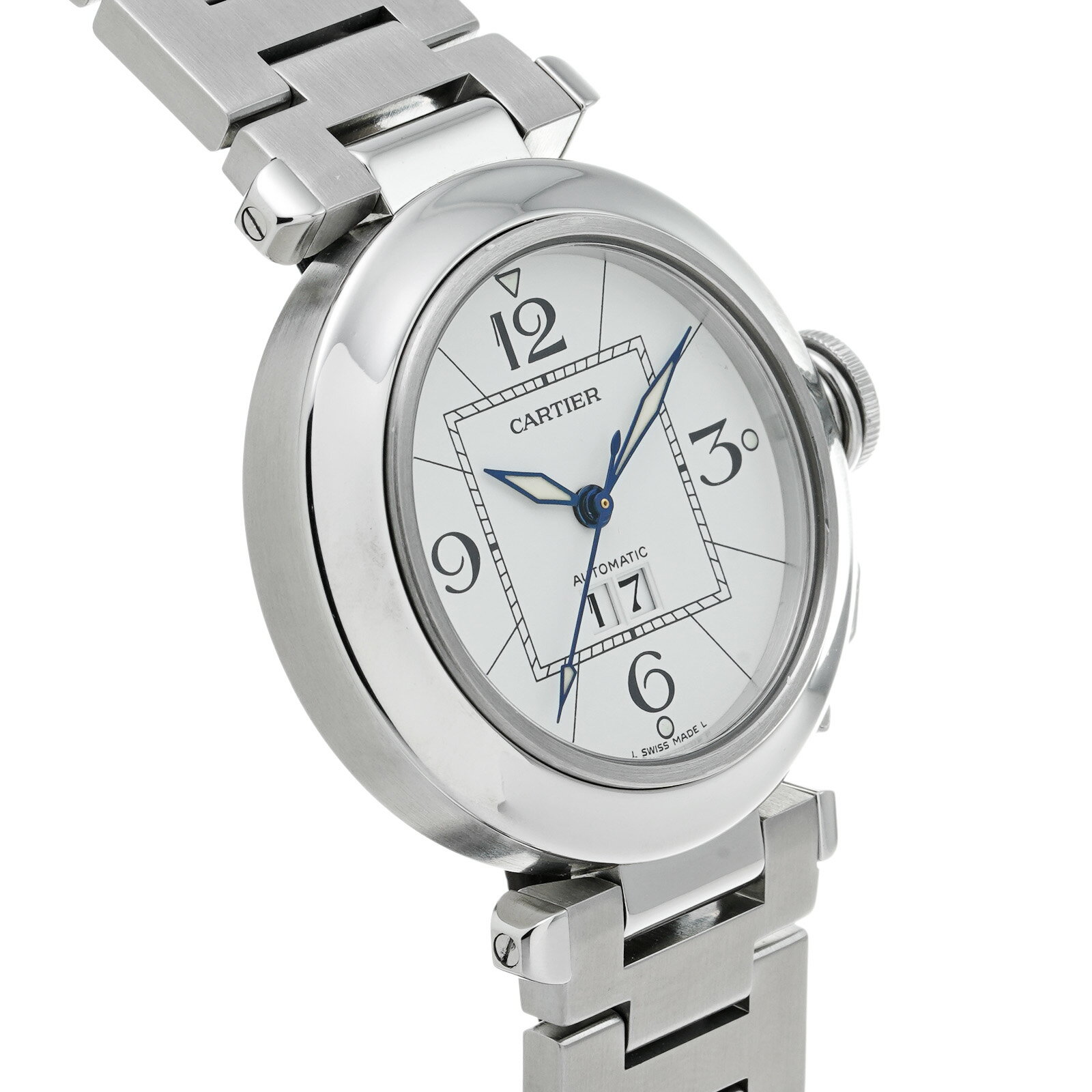 【中古】 カルティエ CARTIER パシャC ビッグデイト W31055M7 ホワイト ユニセックス 腕時計