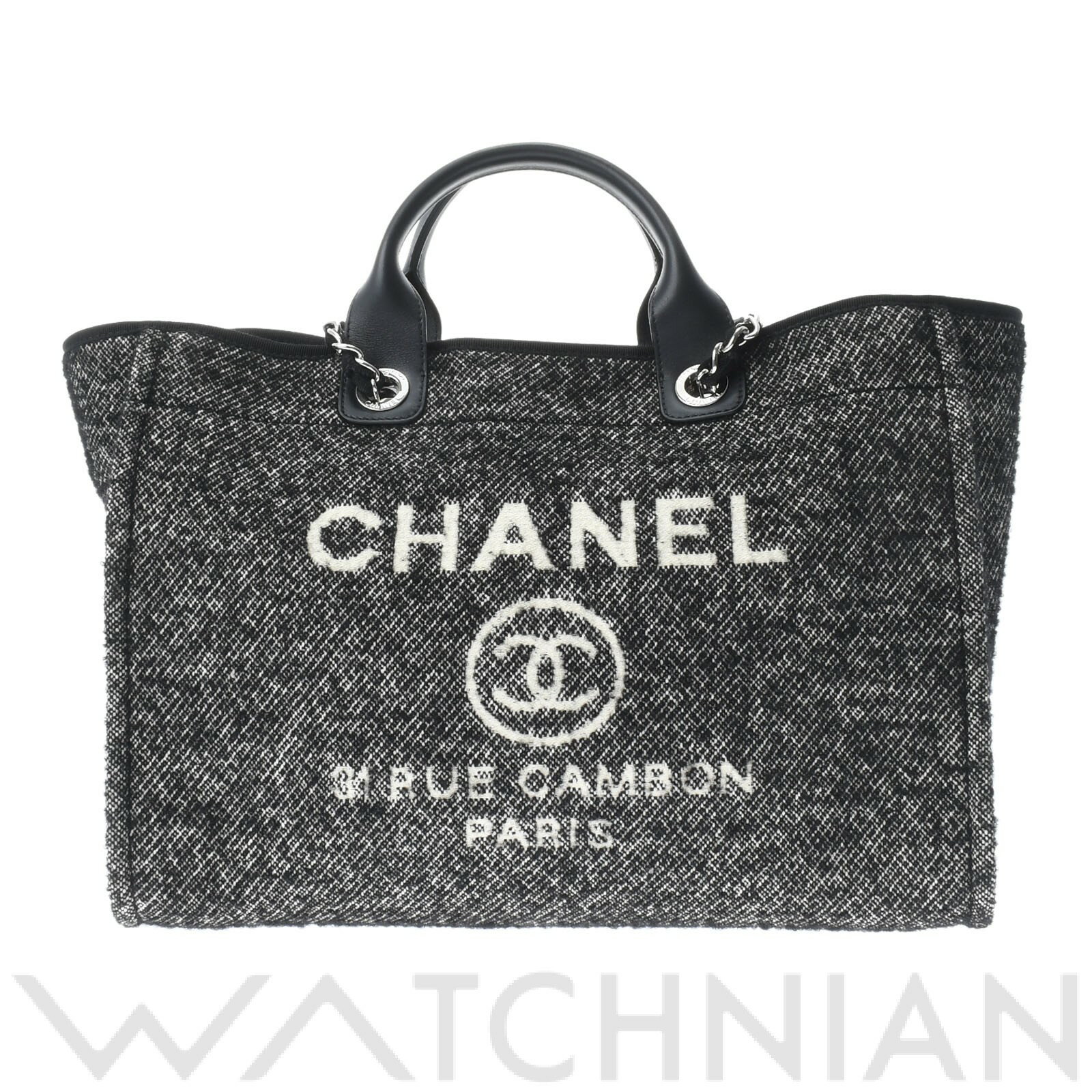【中古】 シャネル CHANEL ドーヴィル ラージ 2WAY ブラック/シルバー金具 A66941 キャンバス レディース トートバッグのサムネイル