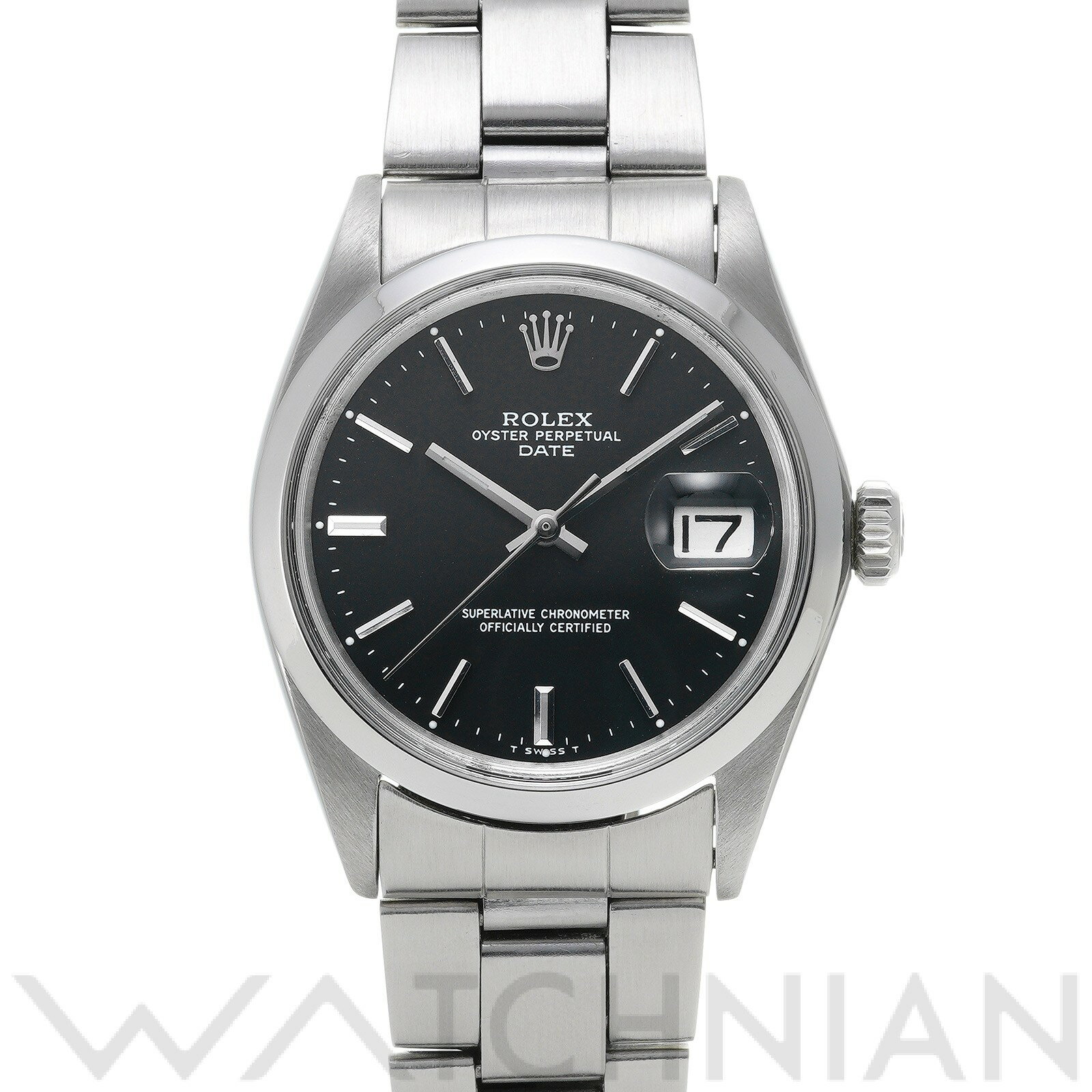 【中古】 ロレックス ROLEX オイスターパーペチュアル デイト 1500 26番台(1971年頃製造) ブラック メンズ 腕時計