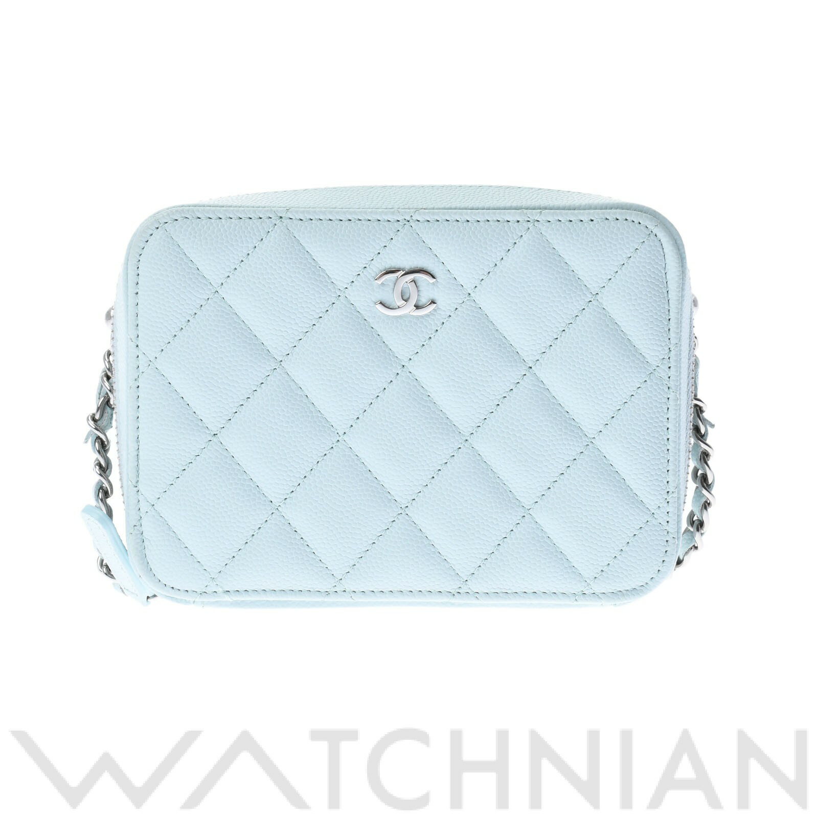 【中古】 シャネル CHANEL マトラッセ カメラバッグ 2021AW チェーンショルダー ライトブルー/シルバー金具 キャビアスキン レディース ショルダーバッグのサムネイル