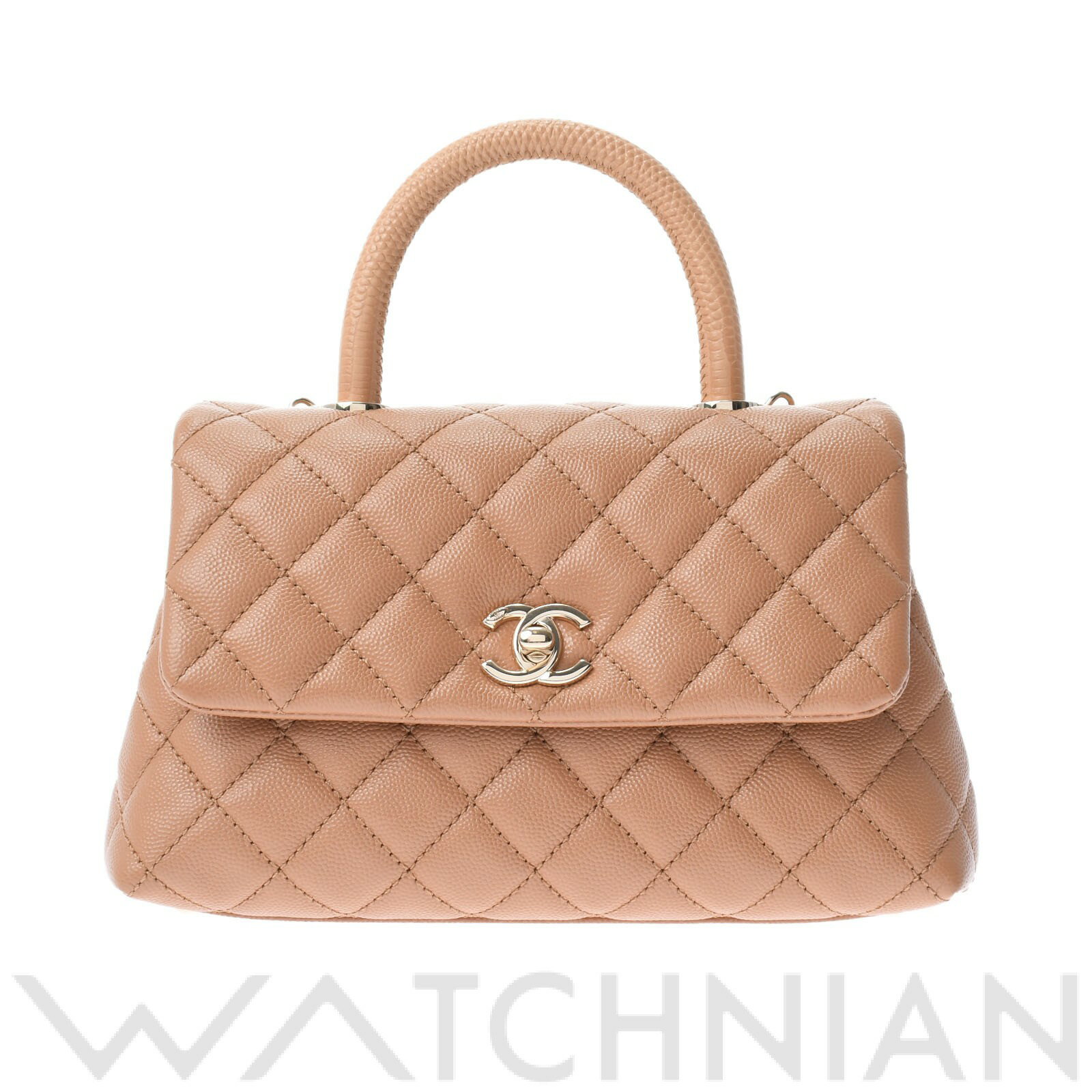 【未使用品】 シャネル CHANEL ココハンドル 2WAYチェーンショルダー キャメル A92990 キャビアスキン/リザード型押し レディース ハンドバッグのサムネイル