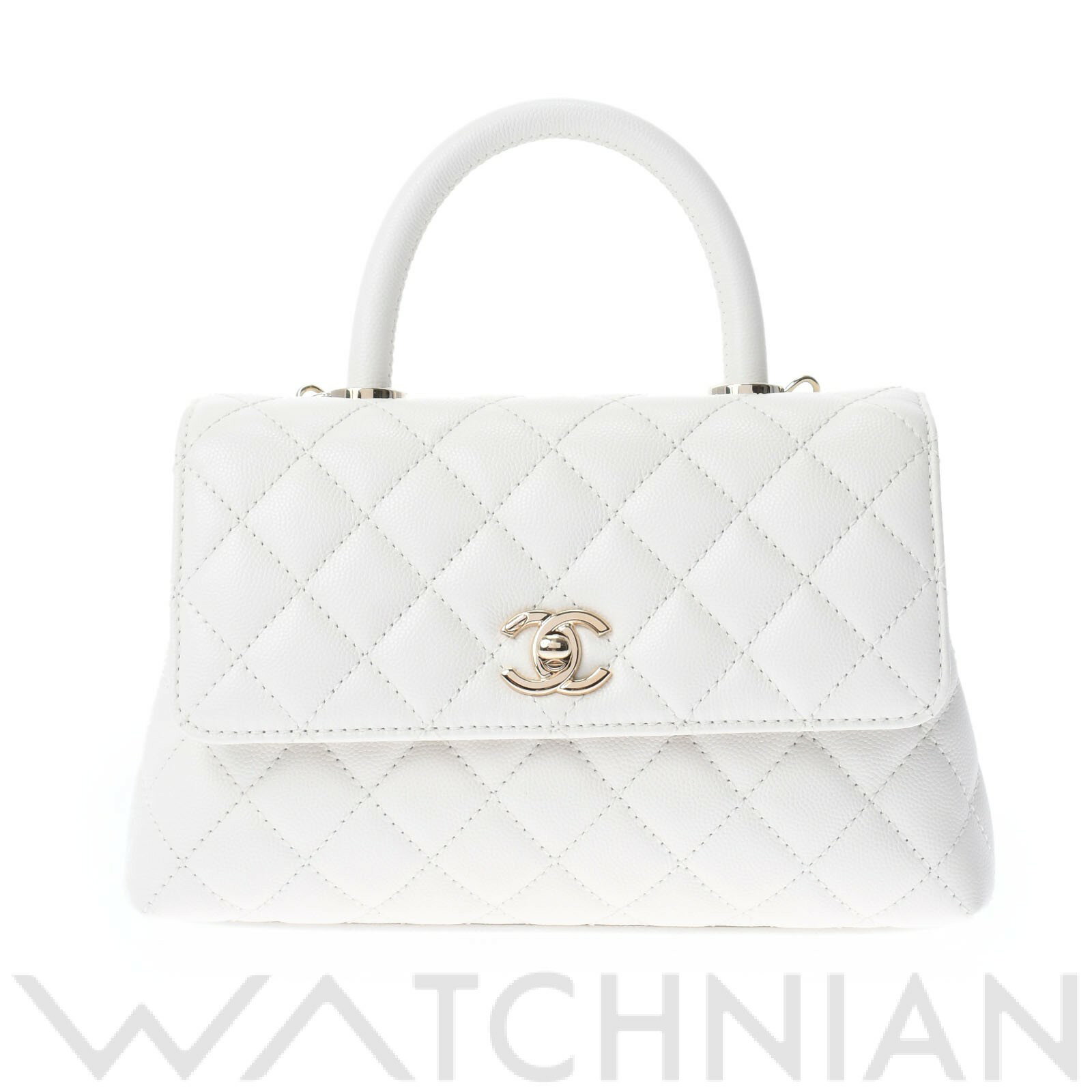 【未使用品】 シャネル CHANEL ココハンドル 2WAYチェーンショルダー 白/ゴールド金具 A92990 キャビアスキン レディース ハンドバッグのサムネイル