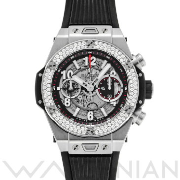 【WATCHNIAN誕生記念 全品P2倍 〜8/23】【中古】 ウブロ HUBLOT ビッグバン ウニコ チタニウム ダイヤモンド 411.NX.1170.RX.1104 マットブラックスケルトン メンズ 腕時計