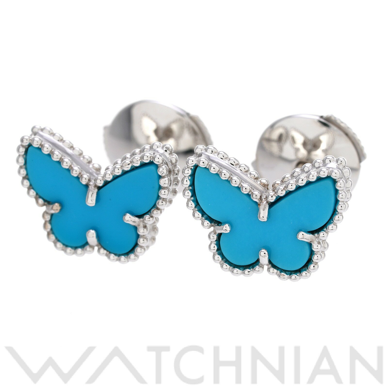 【中古】 ヴァン クリーフ&アーペル Van Cleef & Arpels スウィート アルハンブラ パピヨン ピアス VCARN5JN00 K18ホワイトゴールド/ターコイズ レディース ピアスのサムネイル