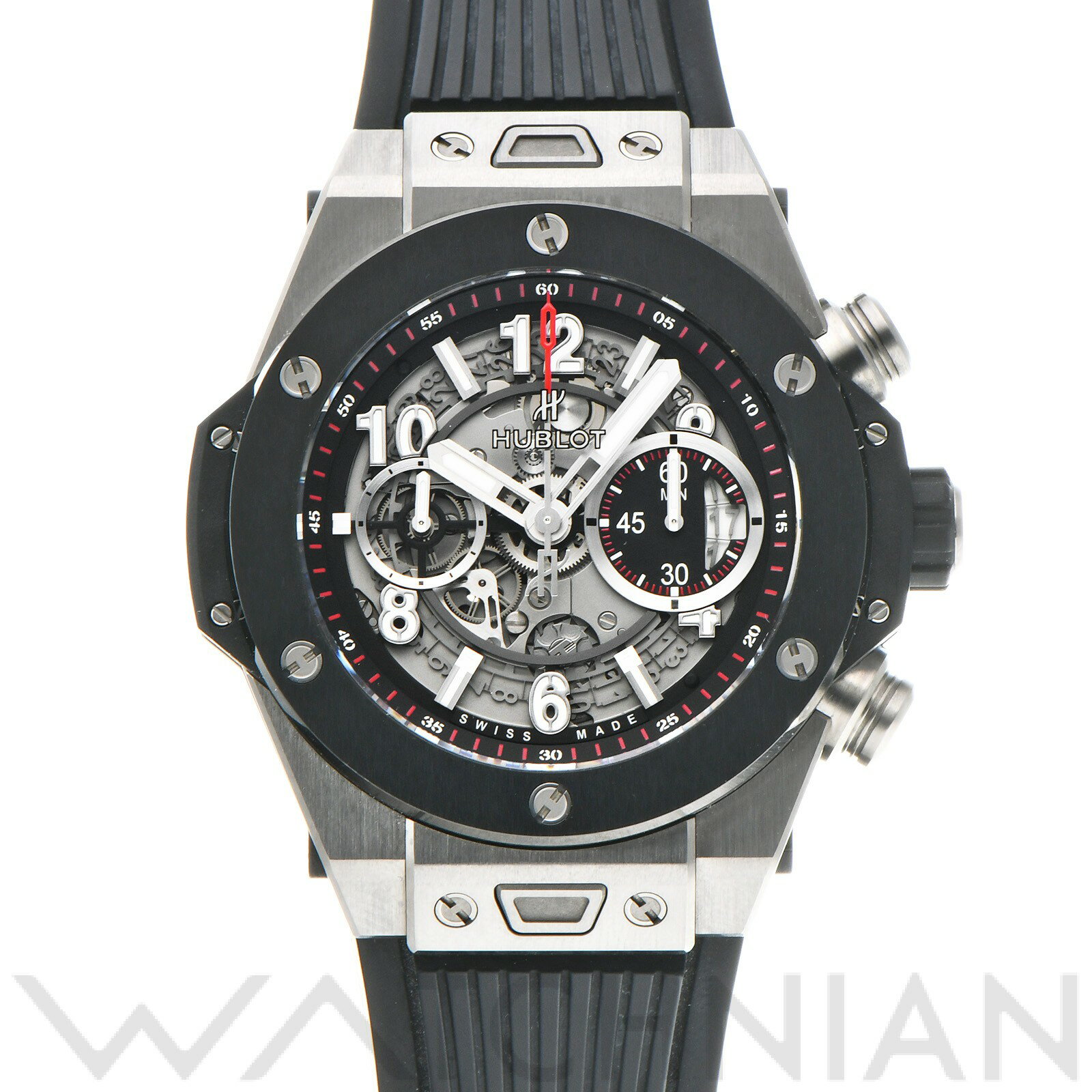 【中古】 ウブロ HUBLOT ビッグバン ウニコ チタニウム セラミック 411.NM.1170.RX マットブラックスケルトン メンズ 腕時計