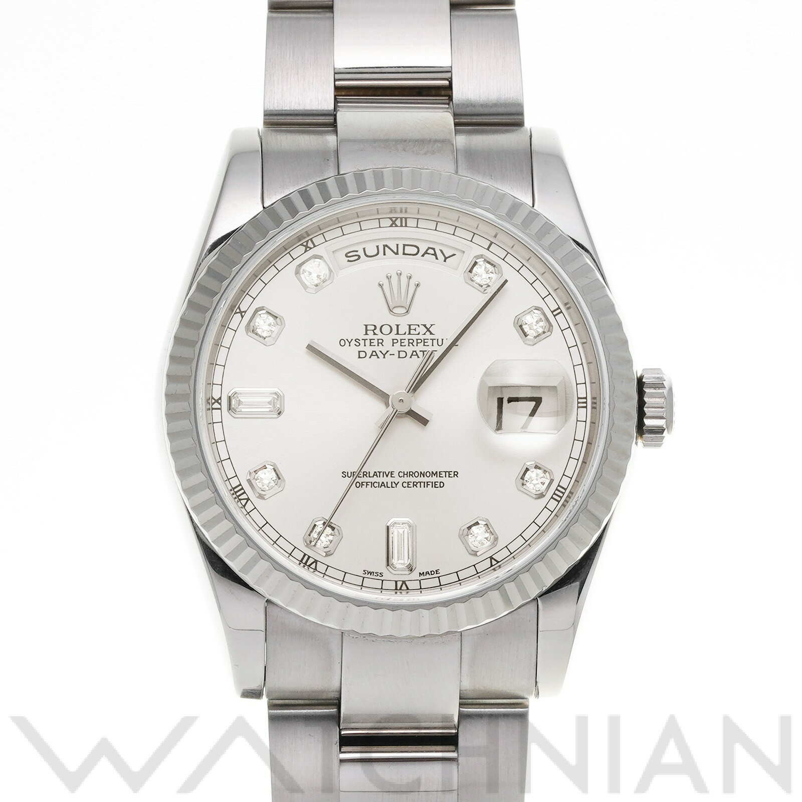 【中古】 ロレックス ROLEX デイデイト 36 118239A K番(2001年頃製造) シルバー/ダイヤモンド メンズ 腕時計