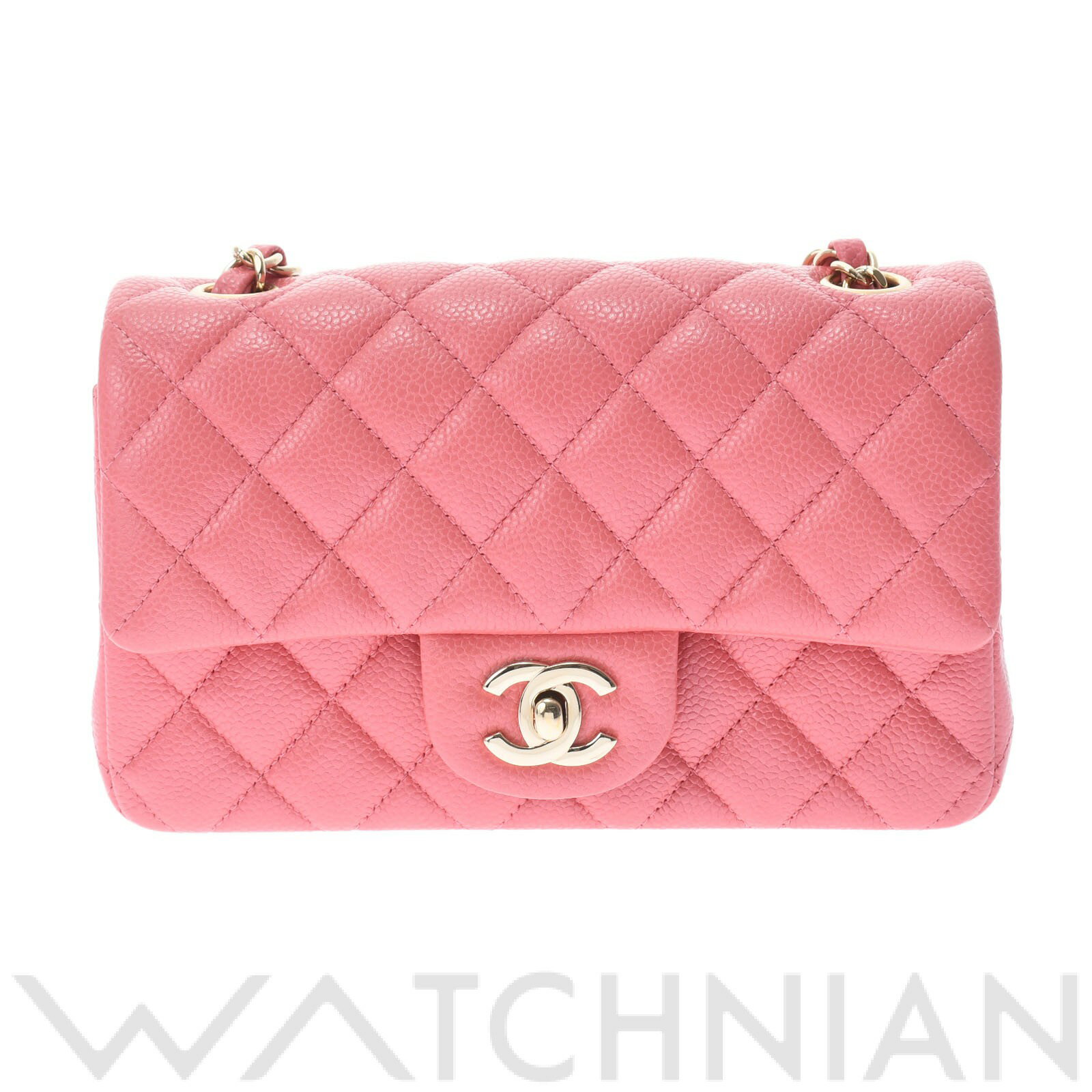 【中古】 シャネル CHANEL マトラッセ ミニフラップバッグ 20 ピンク/ゴールド金具 A69900 キャビアスキン レディース ショルダーバッグのサムネイル