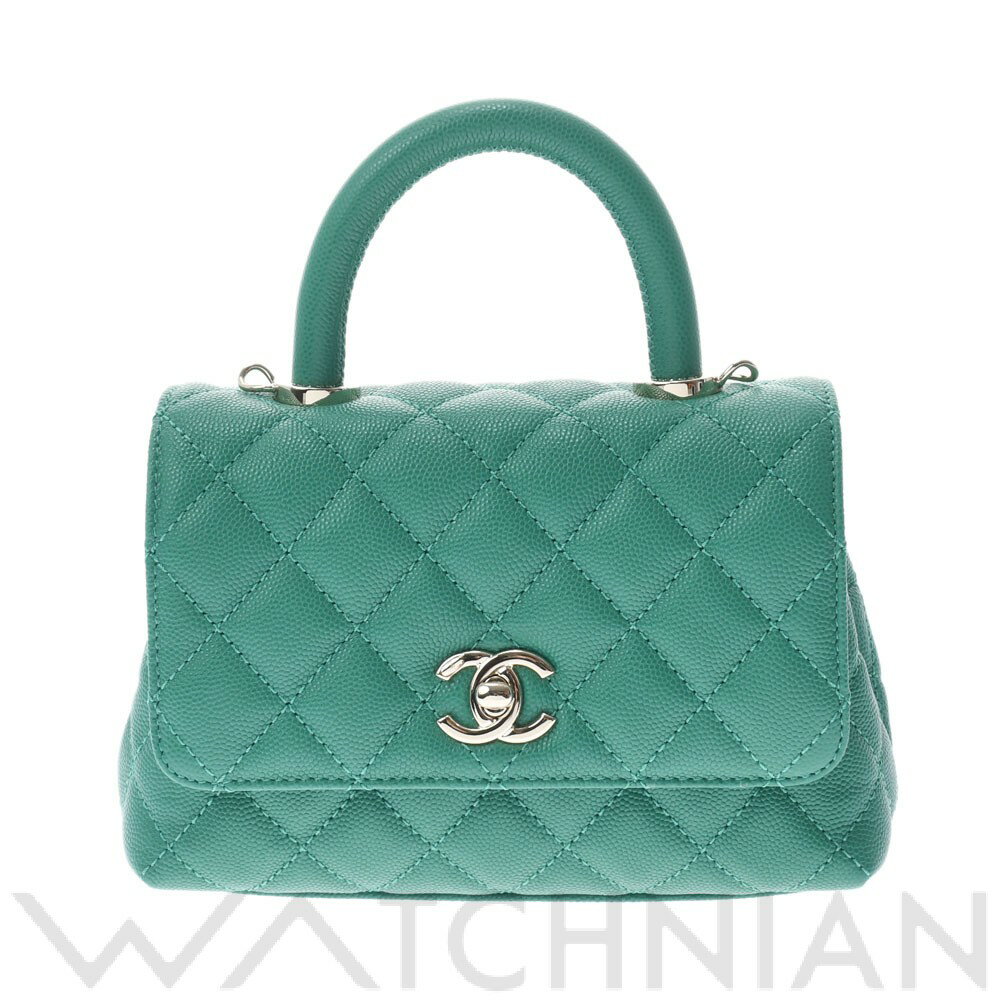【新品】 シャネル CHANEL ココハンドル XXS 2WAYチェーンショルダー グリーン AS2215 キャビアスキン レディース ハンドバッグのサムネイル