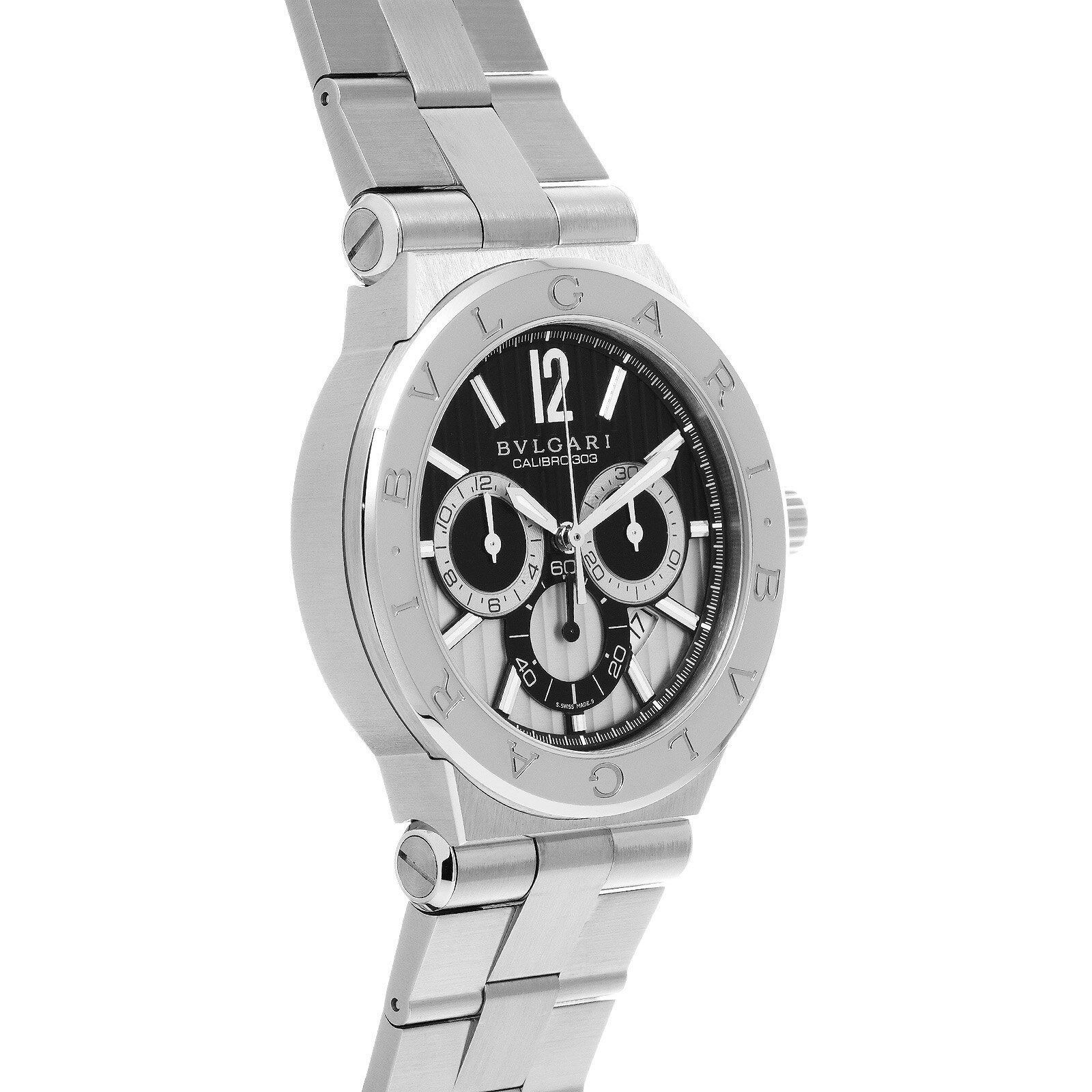 【WATCHNIAN誕生記念 全品P2倍 〜8/23】【中古】 ブルガリ BVLGARI ディアゴノ キャリブロ 303 クロノグラフ DG42BSSDCH ブラック/シルバー メンズ 腕時計