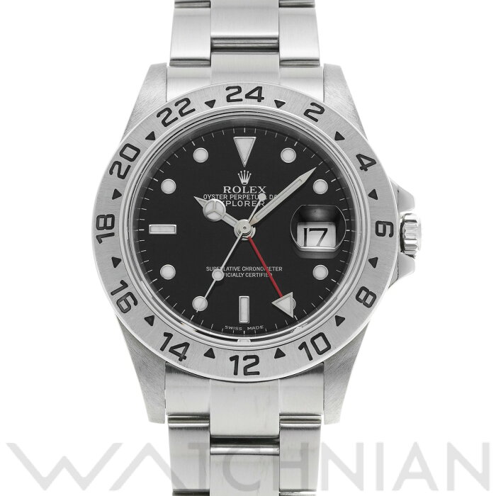 【39ショップ限定P2倍＆最大50,000円OFFクーポン配布中！】【中古】 ロレックス ROLEX エクスプローラーII 16570 F番(2004年頃製造) ブラック メンズ 腕時計