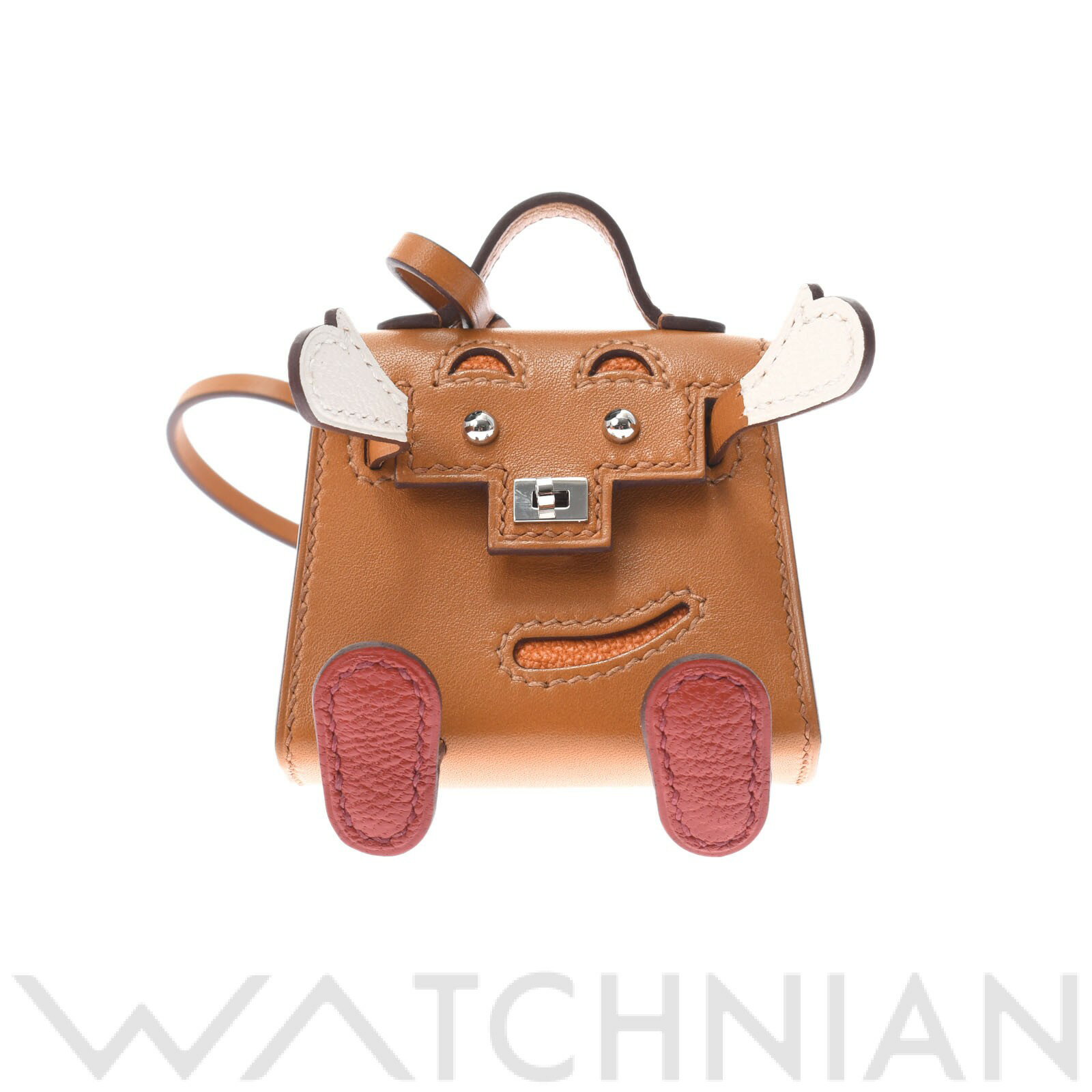 【未使用品】 エルメス HERMES ケリー ドール バッグチャーム ナチュラルサブレ/オレンジナタ/ブリック/シルバー金具 タデラクト/シェーブル ユニセックス チャームのサムネイル