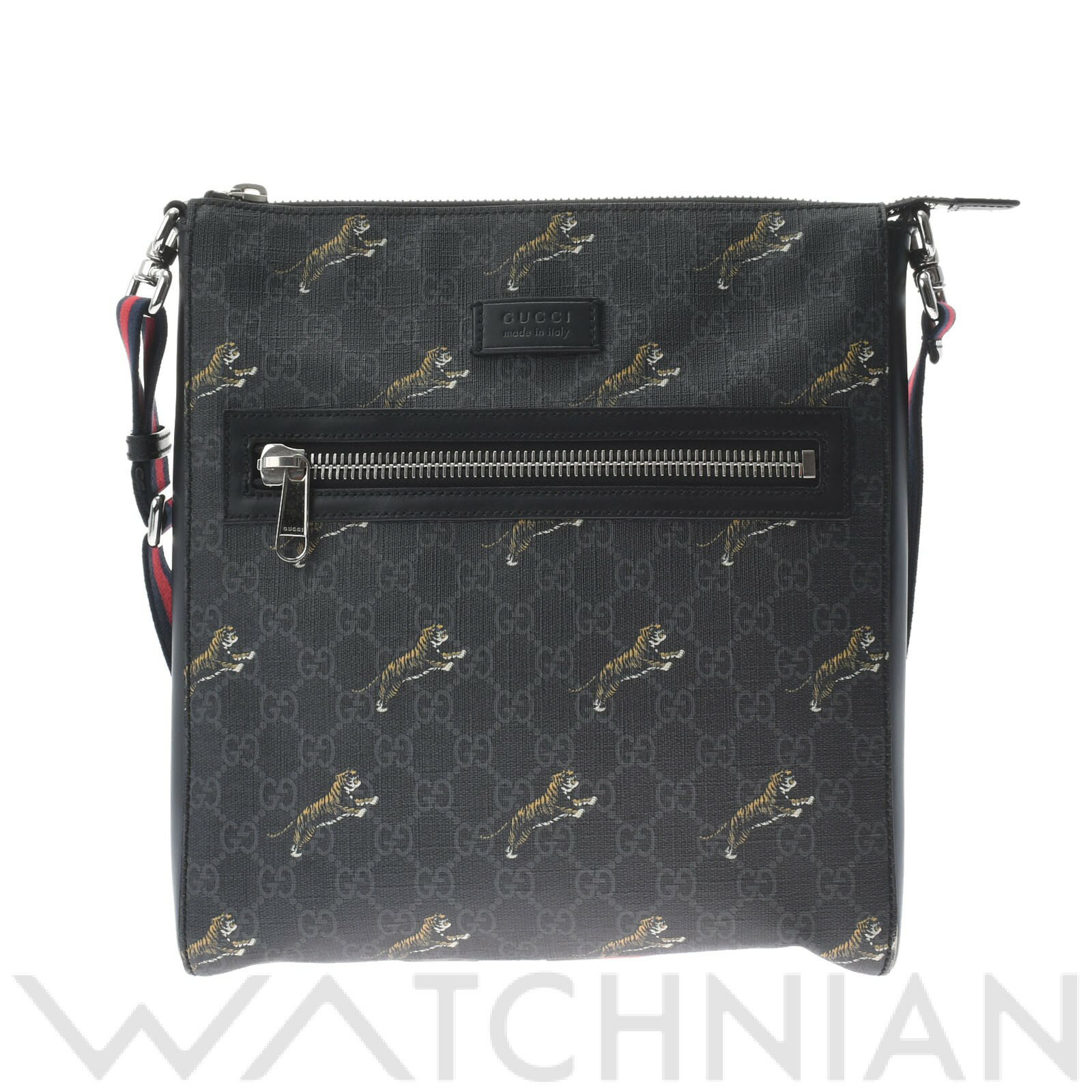 【WATCHNIAN誕生記念 全品P2倍 〜8/23】【中古】 グッチ GUCCI GGスプリーム タイガー タイガー プリント 黒 474137 GGスプリームキャンバス/レザー ユニセックス ショルダーバッグ