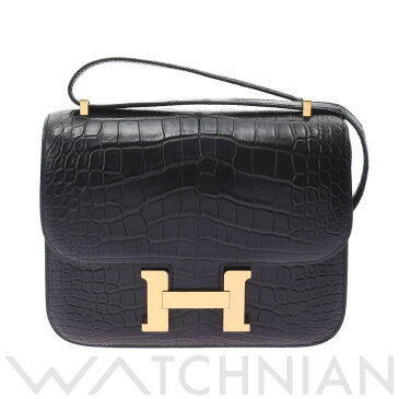 【WATCHNIAN誕生記念 全品P2倍 〜8/23】【新品】 エルメス HERMES コンスタンス ミニ18 ブラック/ゴールド金具 アリゲーターマット レディース ショルダーバッグ