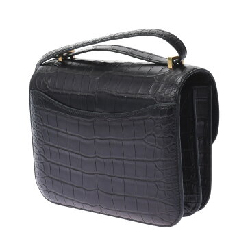 【39ショップ限定P2倍&最大50,000円OFFクーポン配布中!】【新品】 エルメス HERMES コンスタンス ミニ18 ブラック/ゴールド金具 アリゲーターマット レディース ショルダーバッグ