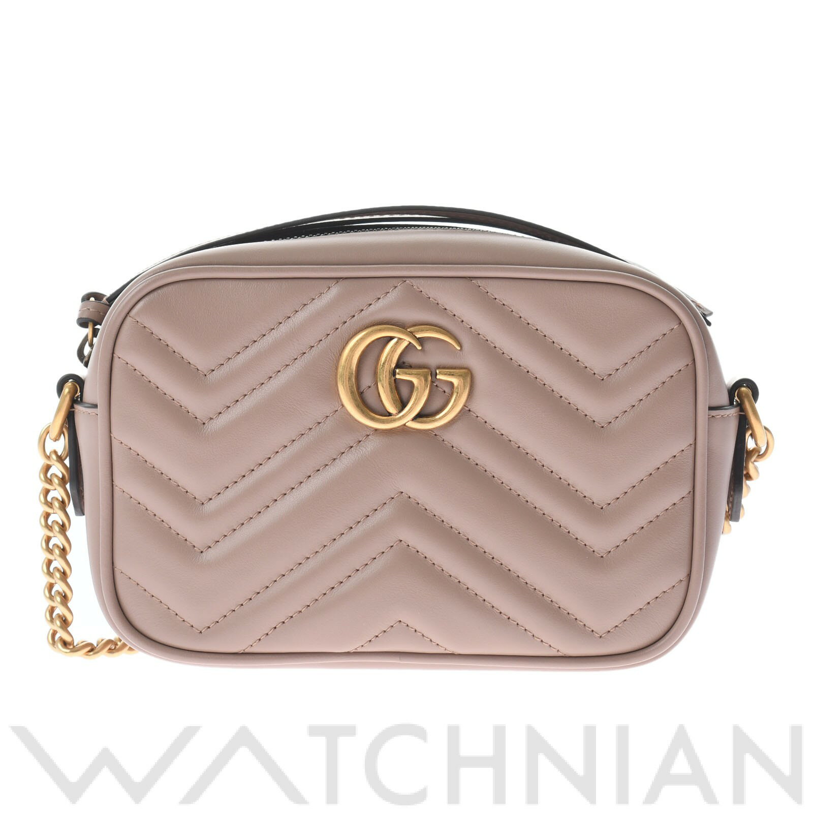 【WATCHNIAN誕生記念 全品P2倍 〜8/23】【中古】 グッチ GUCCI GGマーモント ミニショルダーバッグ ベージュ/ゴールド金具 448065 レザー レディース ショルダーバッグ