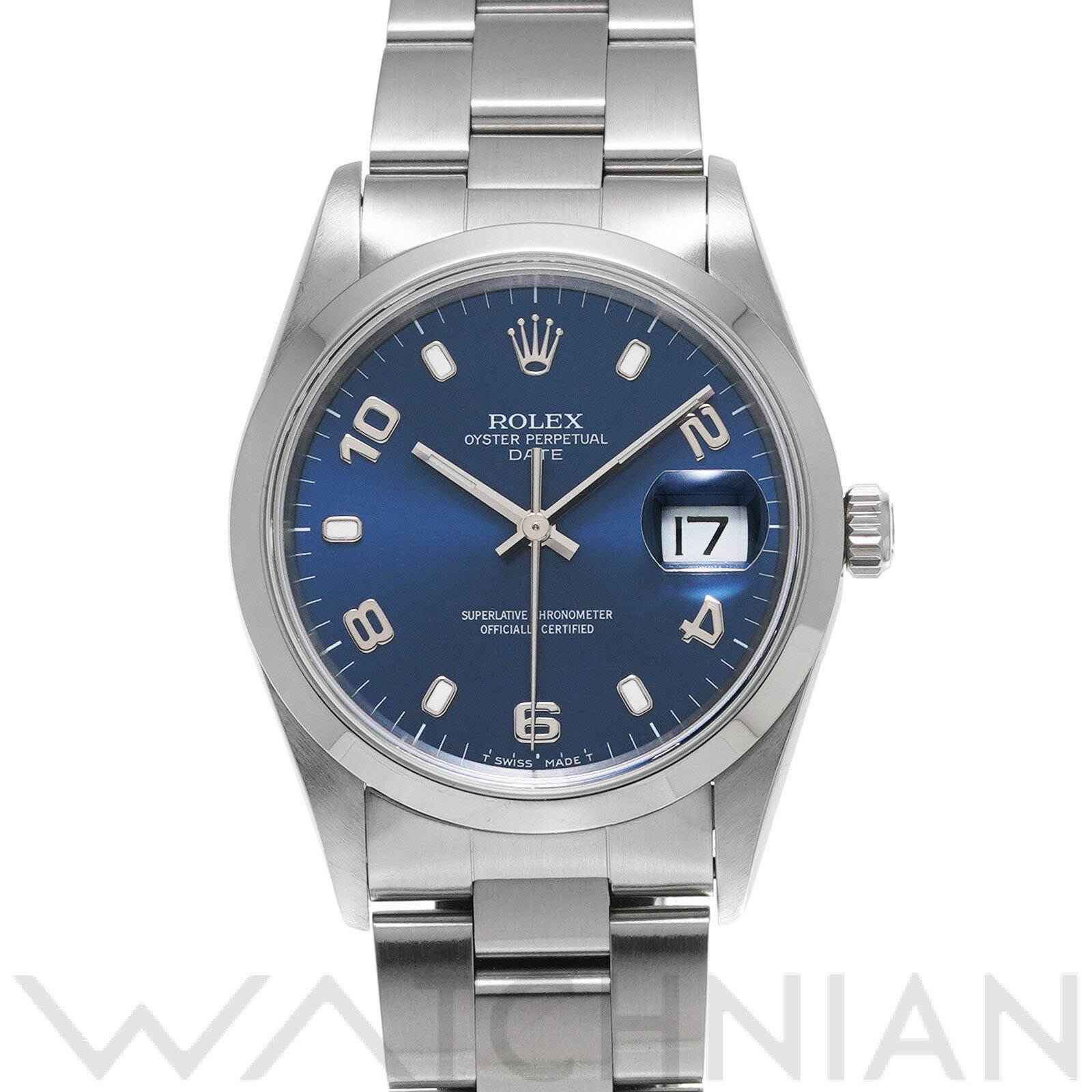 【中古】 ロレックス ROLEX オイスターパーペチュアル デイト 15200 U番(1997年頃製造) ブルー メンズ 腕時計