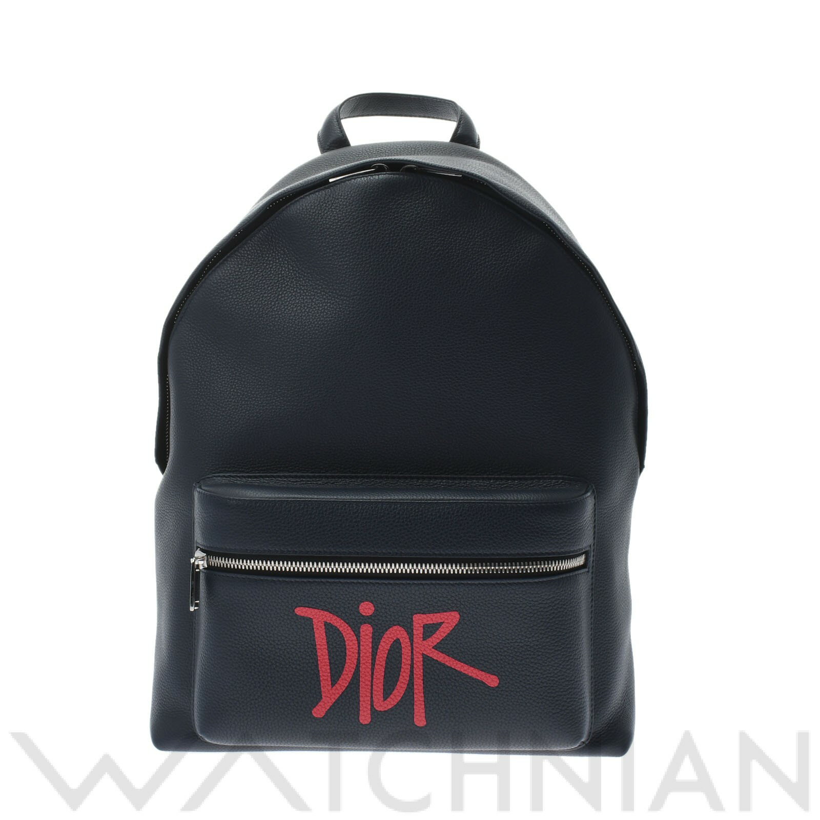 【未使用品】 ディオール Dior ディオール×ショーン・ステューシーコラボ ネイビー 20-BO-1210 レザー ユニセックス リュック・デイパック