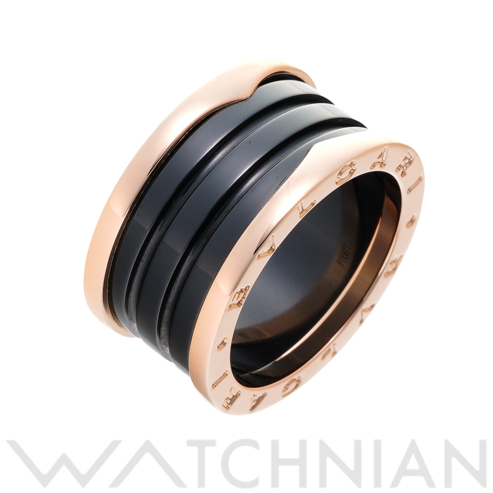 【中古】 ブルガリ BVLGARI ビーゼロワン 4バンド リング　#56(約16号) 345854 K18ピンクゴールド/セラミック レディース リング・指輪