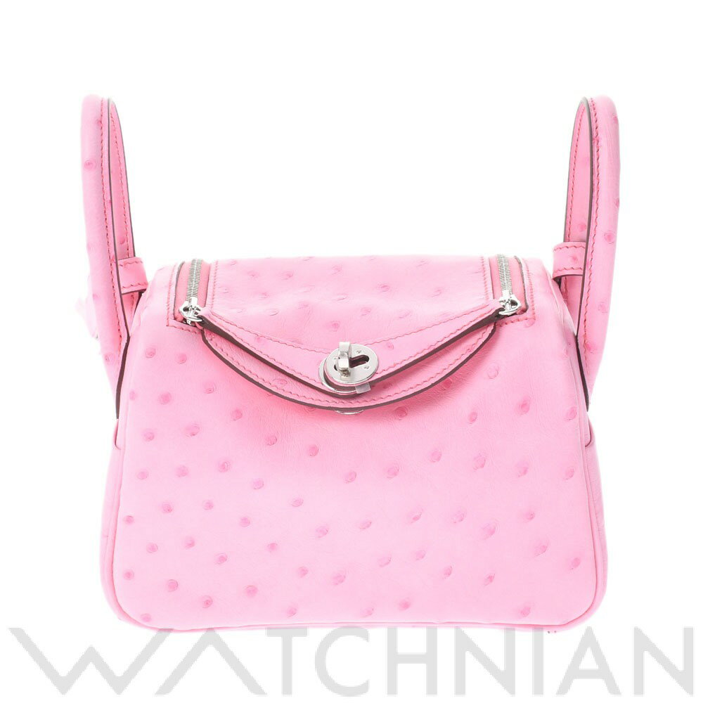 【新品】 エルメス HERMES リンディ ミニ 2WAY ローズ バブルガム/パラジウム金具 オーストリッチ レディース ショルダーバッグのサムネイル