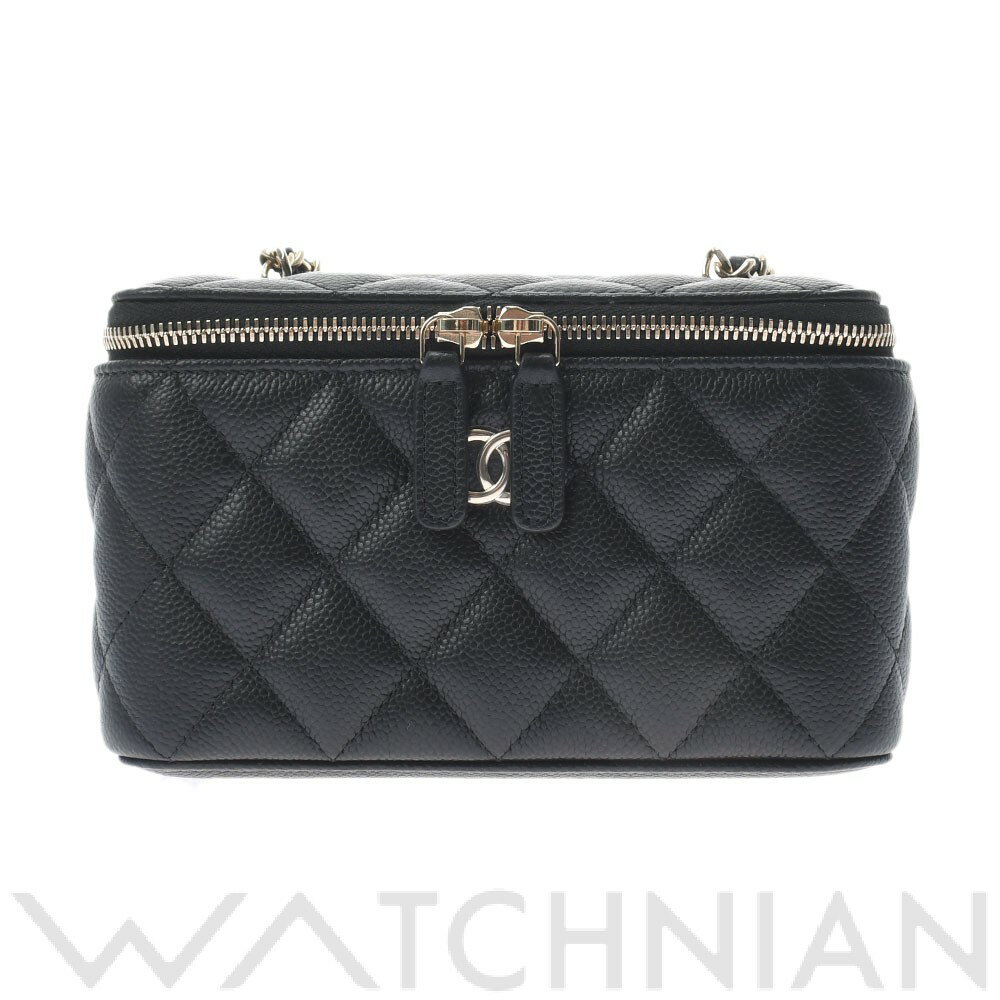 【未使用品】 シャネル CHANEL マトラッセ スモールバニティケース ブラック/シルバー金具 キャビアスキン レディース ショルダーバッグのサムネイル