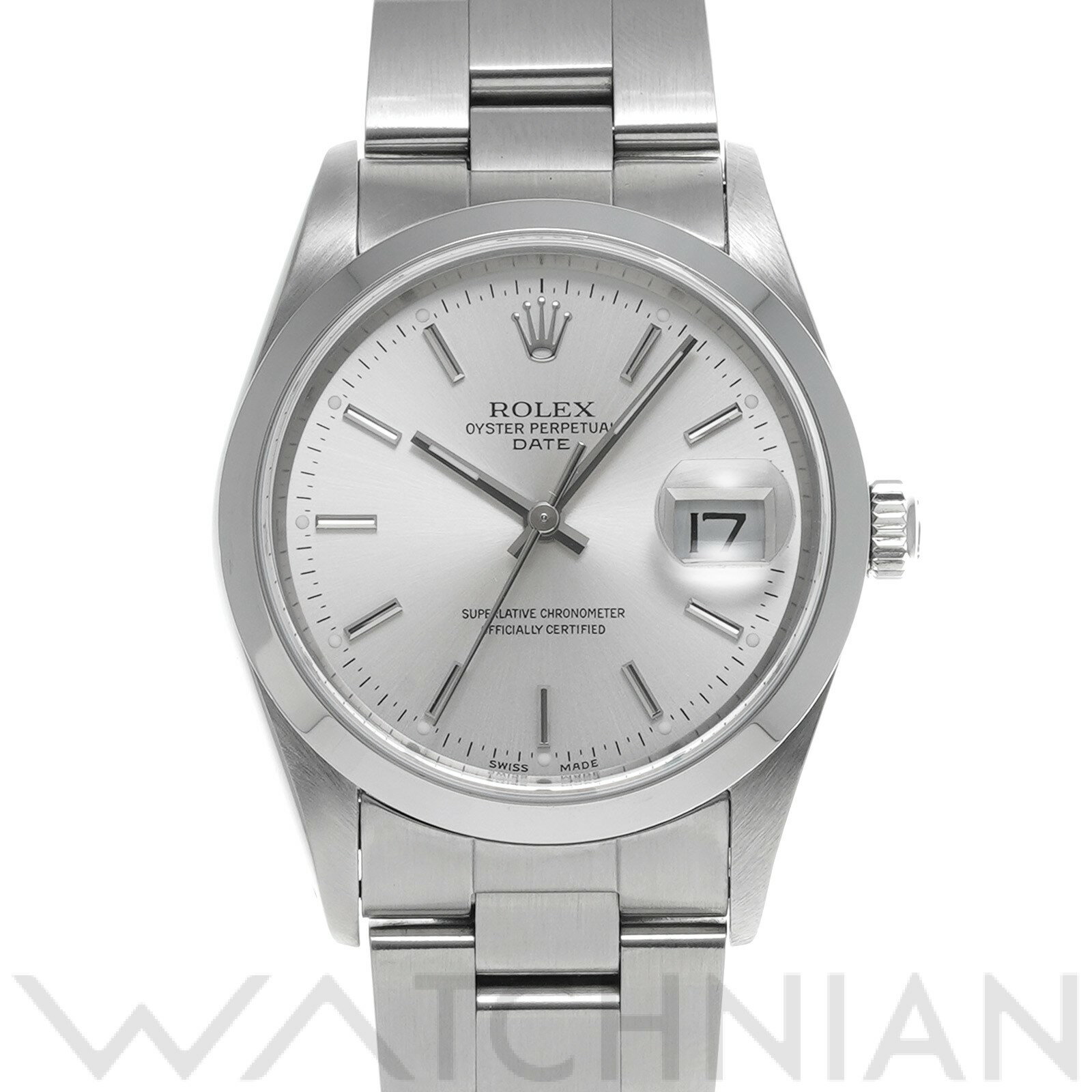 【中古】 ロレックス ROLEX オイスターパーペチュアル デイト 15200 X番(1993年頃製造) シルバー メンズ 腕時計